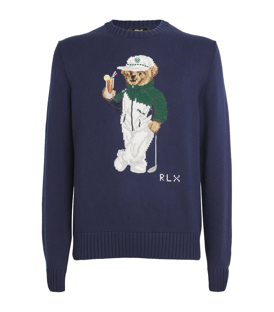 Navy Cotton-Blend Polo Bear Sweater - Image 1