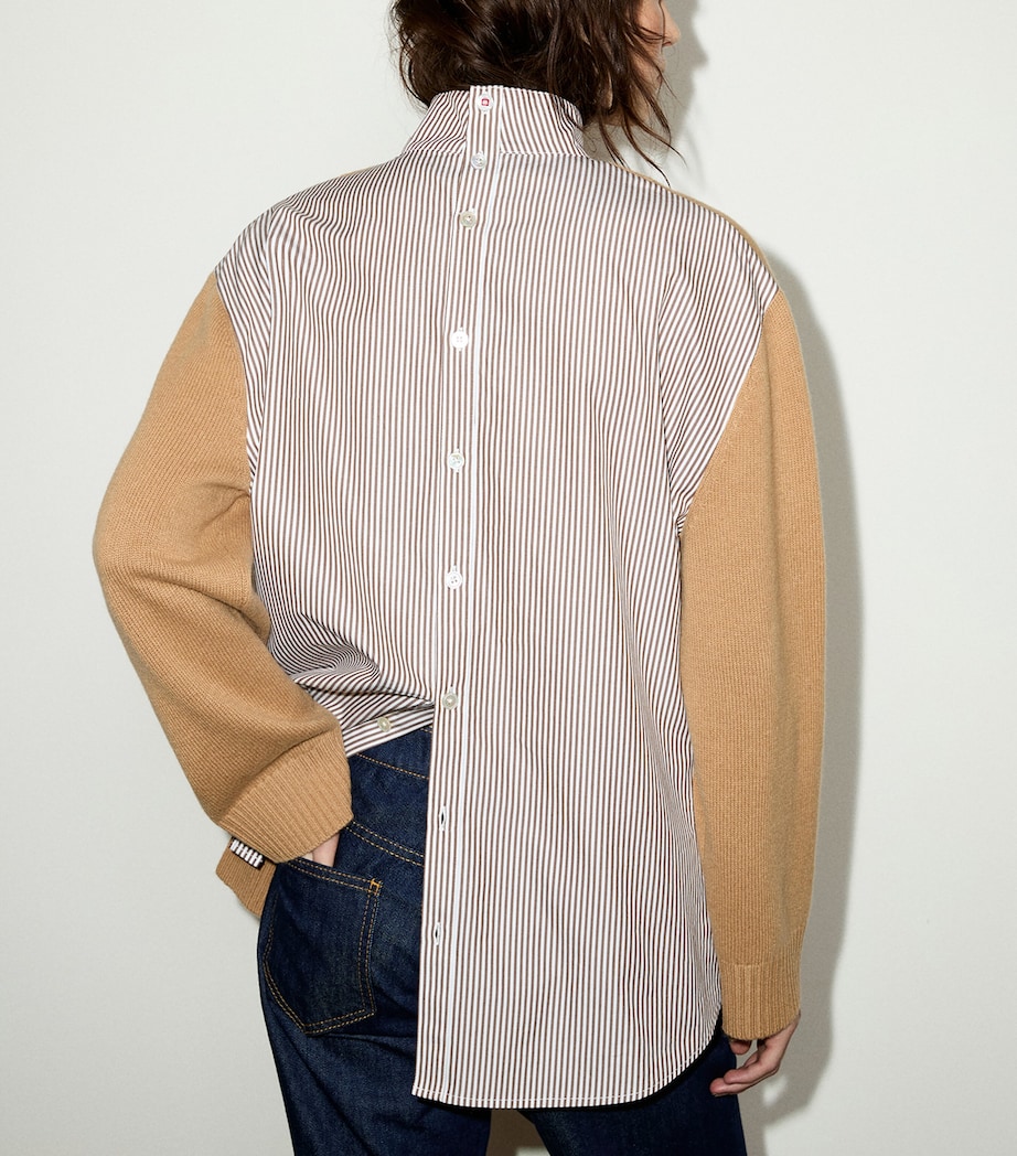 MAX&Co. Womens Shirt-Detail Wool Sweater Camel Image 3