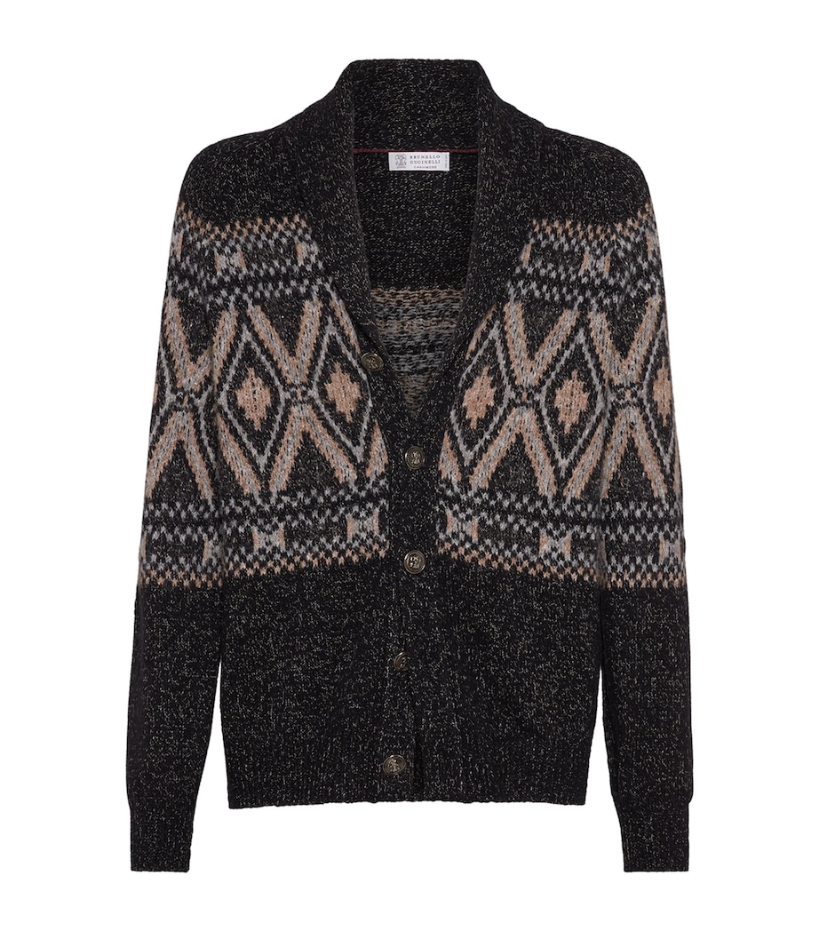 Mouliné Virgin Wool-Silk-Cashmere Jacquard Cardigan CUL12 Image 1