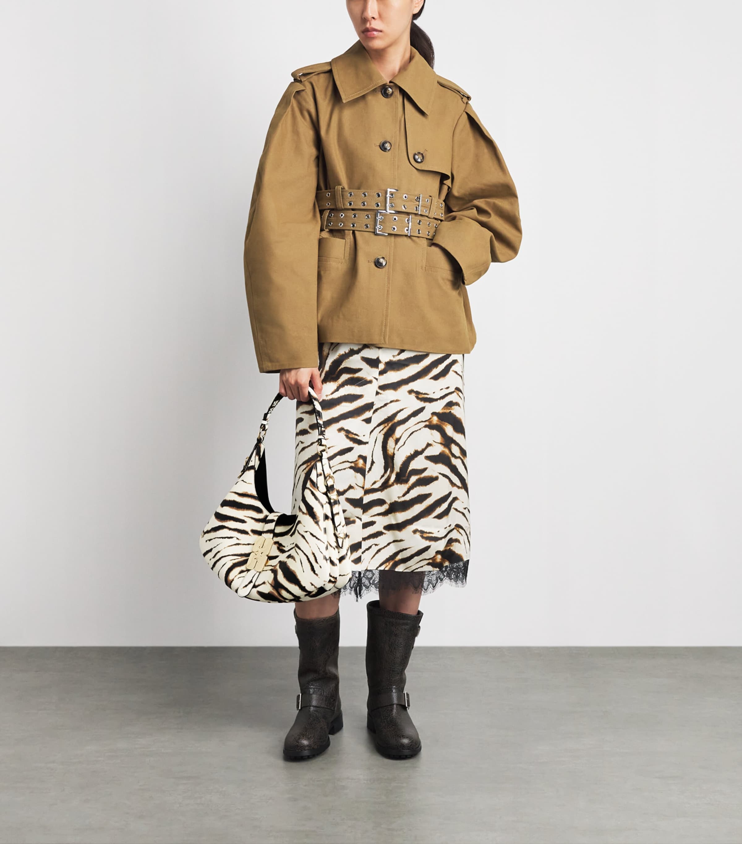 GANNI Small Zebra Kat Shoulder Bag Egret Image 2