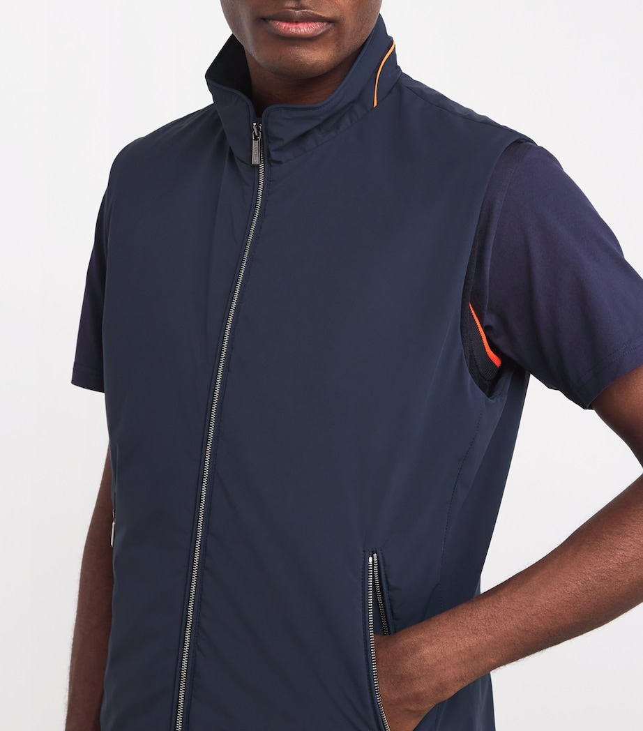 Moorer Mens Two-Way Zip Gilet Blu Image 6
