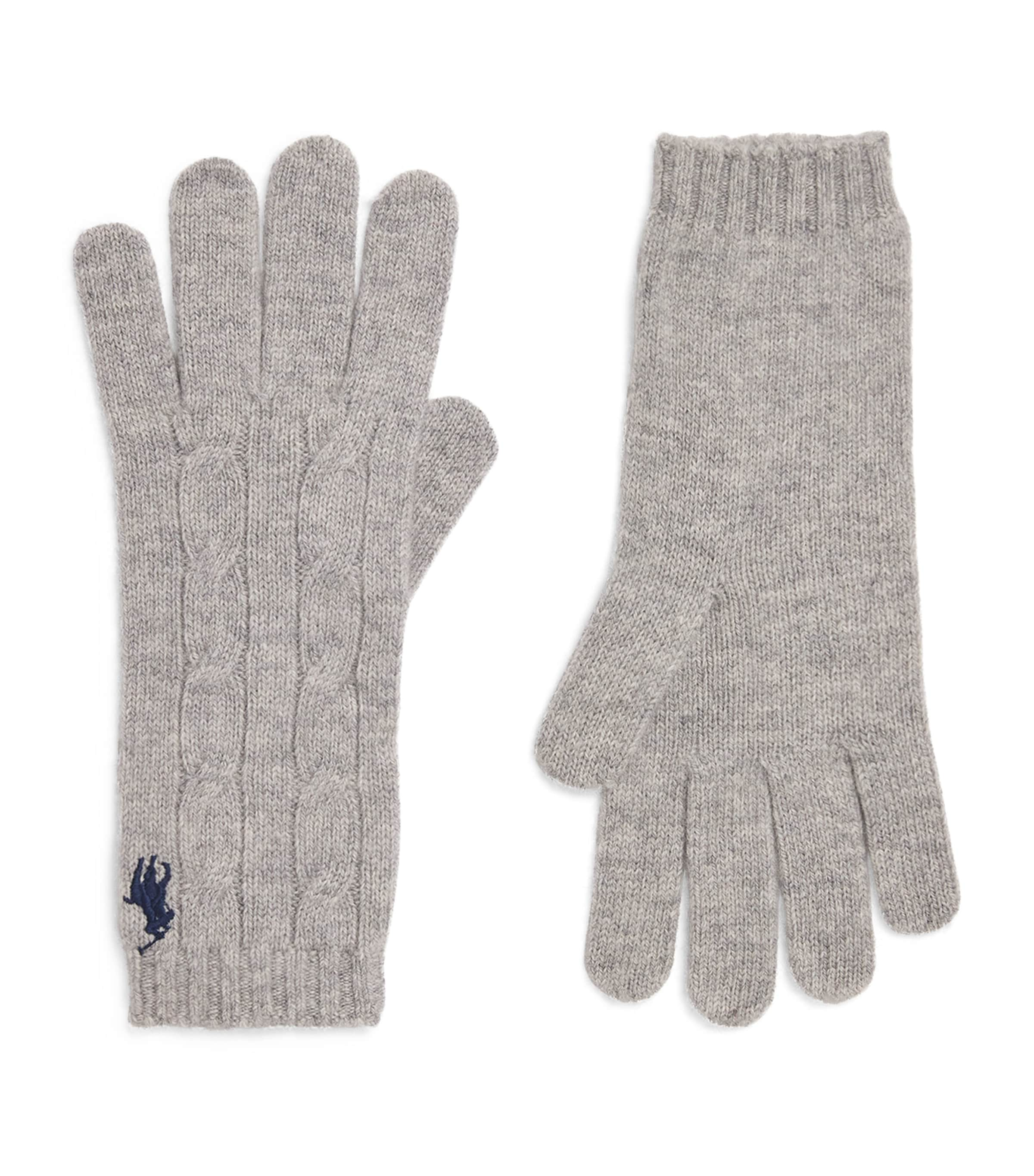 Polo Ralph Lauren Wool-cashmere Cable-knit Gloves In Gray