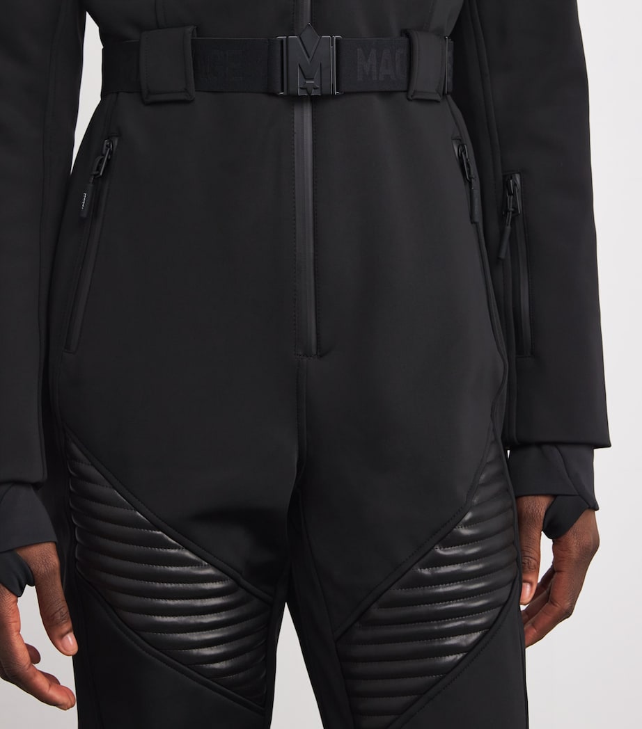 Bonded Fleece Fox Fur-Trim Elle-ZR Ski Suit BLACK Image 6