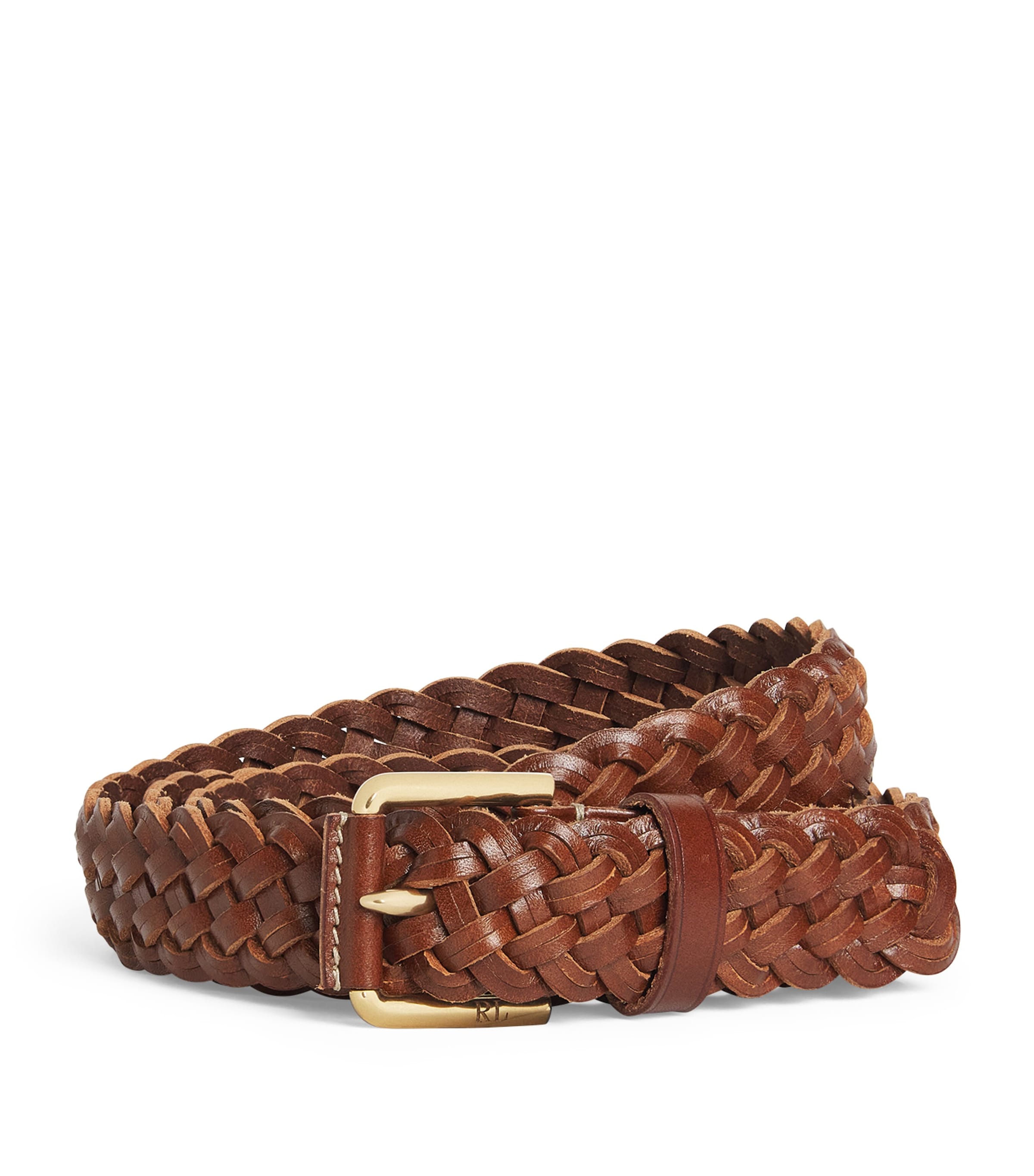 Ralph Lauren Purple Label Calfskin Braided Sportsman Belt Rl Gold Image 1