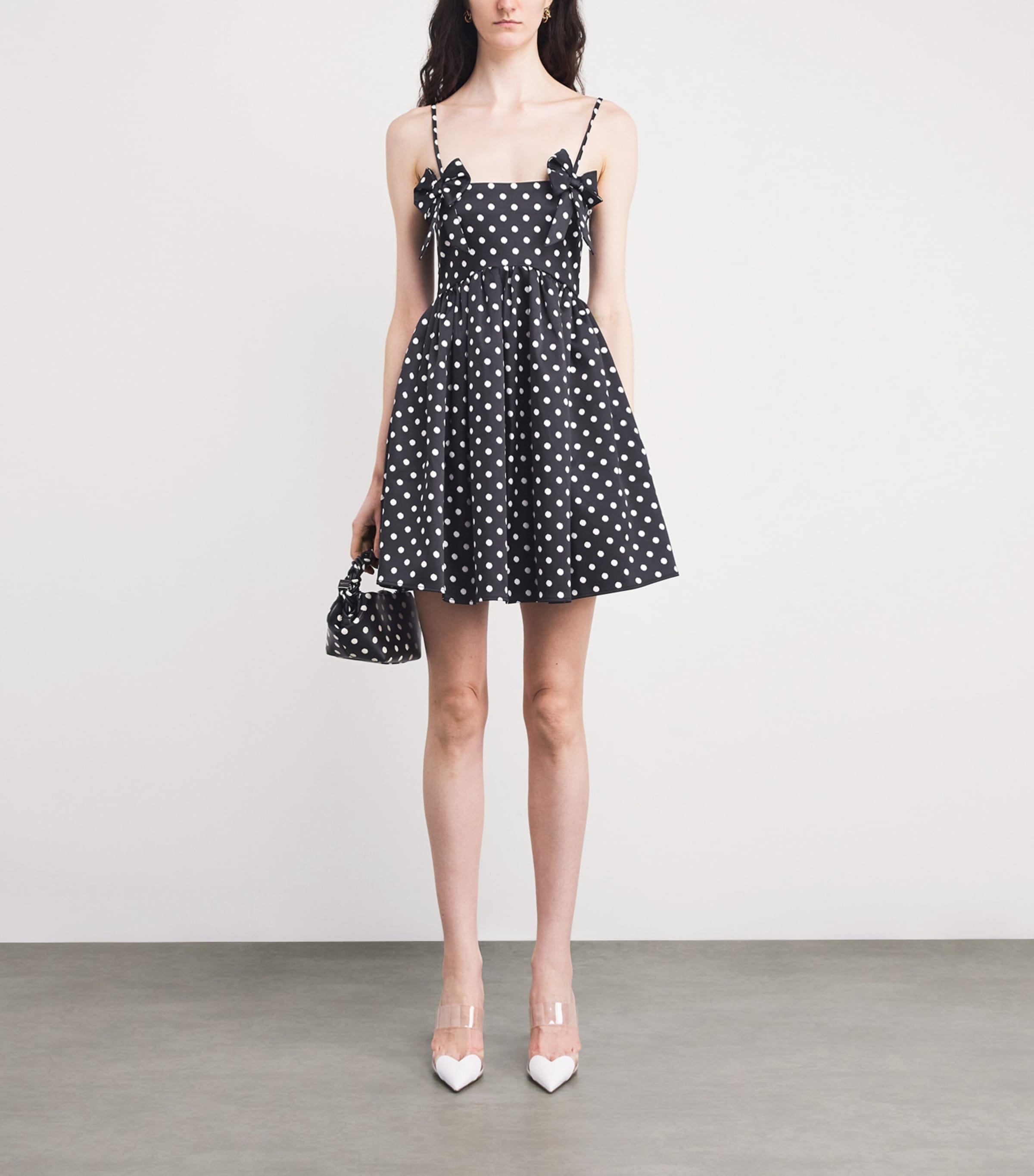 Satin Polka-Dot Mini Dress 099 BLACK Image 2