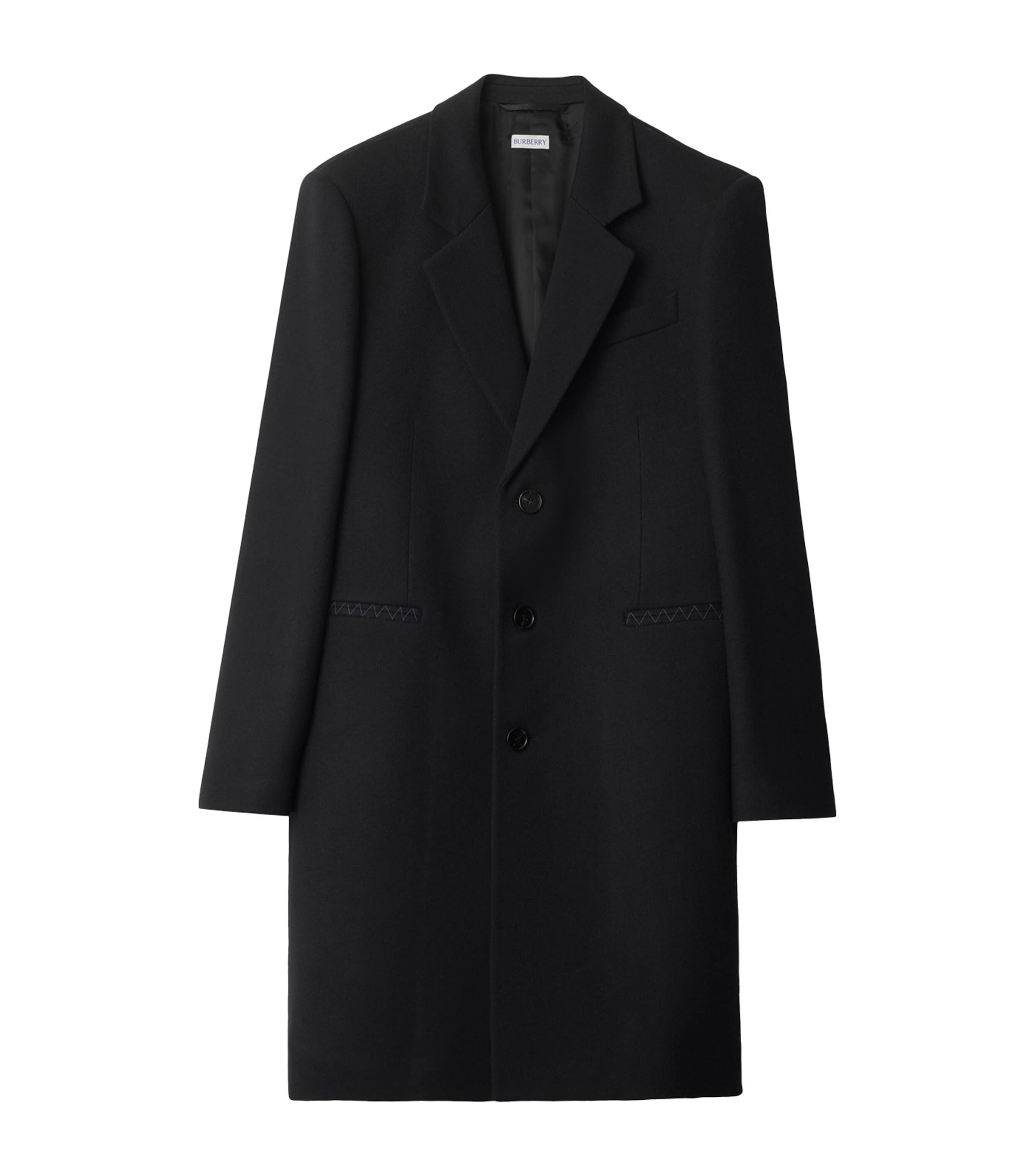 Burberry Wool Single-breasted Tailored Coat In Black