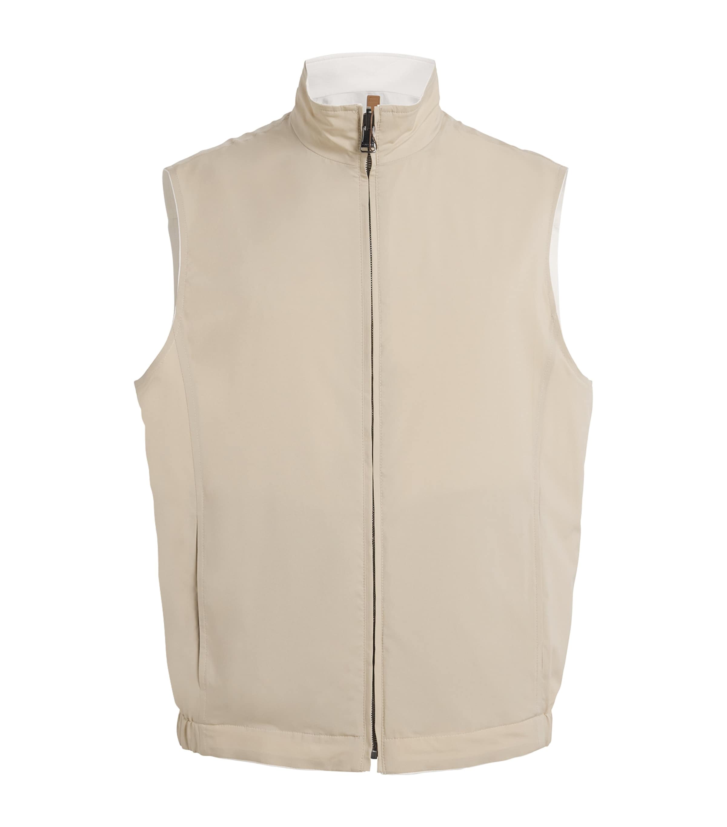 Canali Mens Linen-Silk Gilet White Image 1