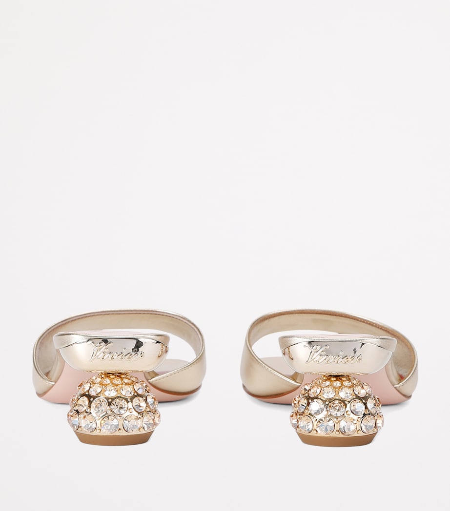 Leather Crystal-Embellished Mules GOLD Image 2