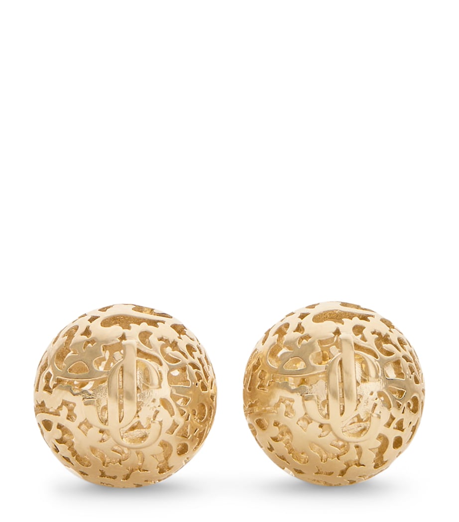 Jimmy Choo Lace Sphere Logo Stud Earrings Gold Image 1