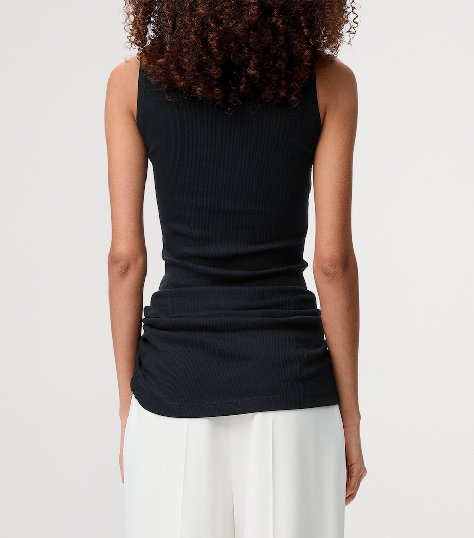 Cotton Draped Tank Top BLACK Image 4