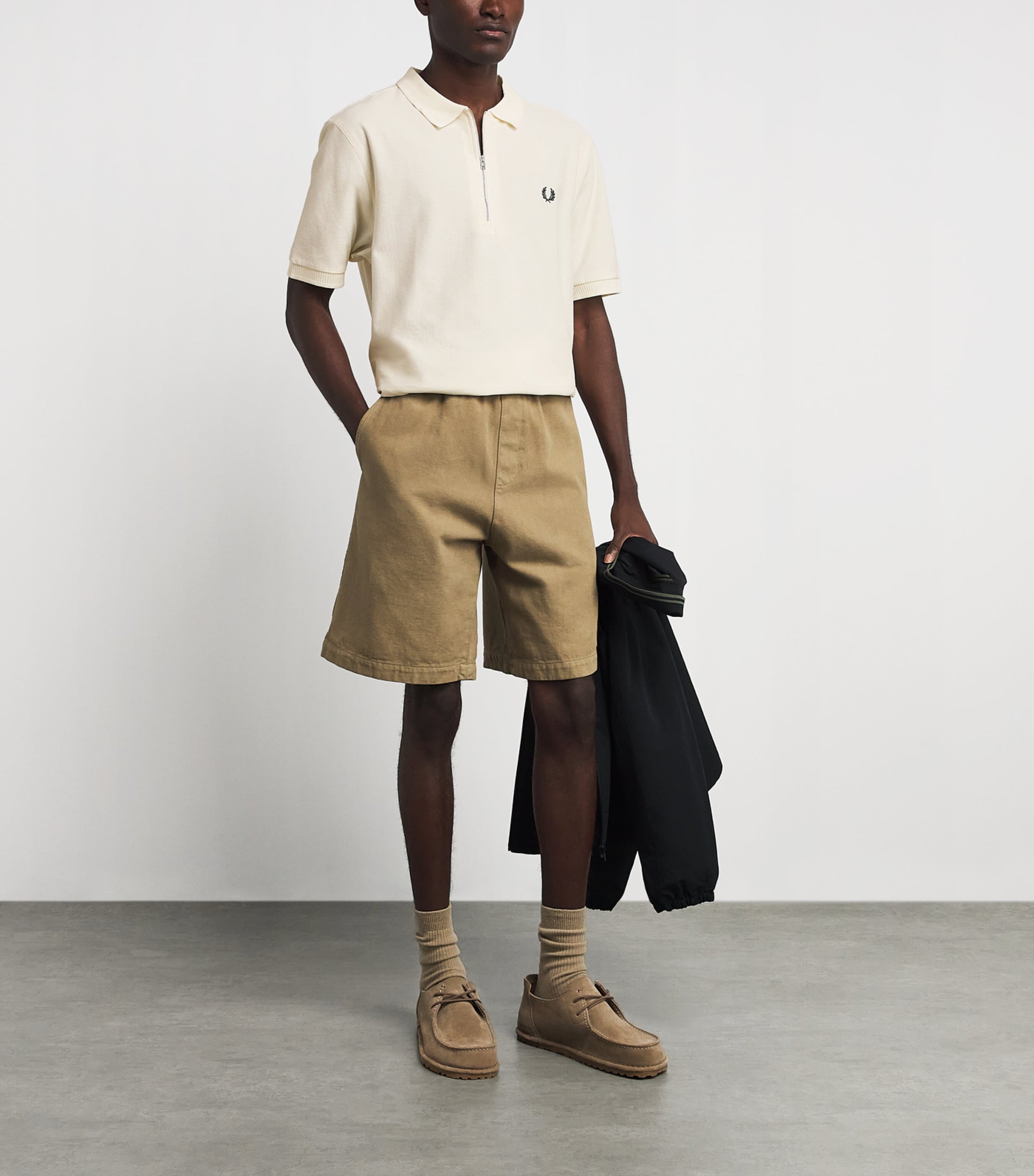 Fred Perry Mens Cotton Crepe Piqué Polo Shirt Ecru Image 2