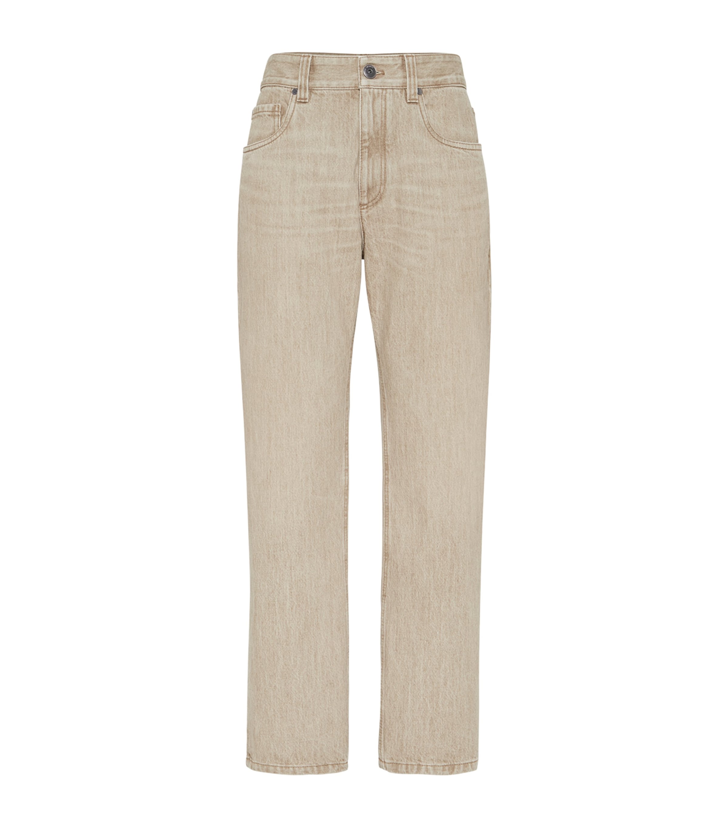 Brunello Cucinelli Authentic Cotton Straight Jeans In Sand