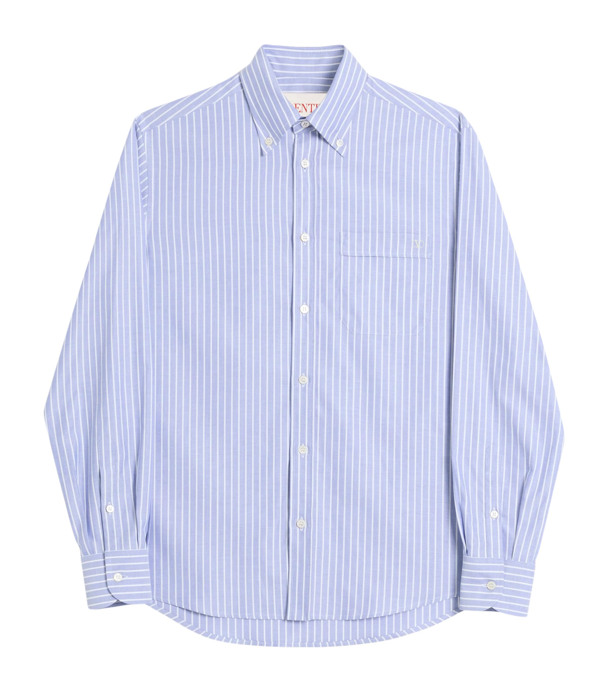Tシャツ・カットソー VALENTINO FW25 STRIPED COTTON SHIRT (7V3ABS77B2Q 129) Valentino Cotton Stripe Chez Valentino T-Shirt | Harrods US