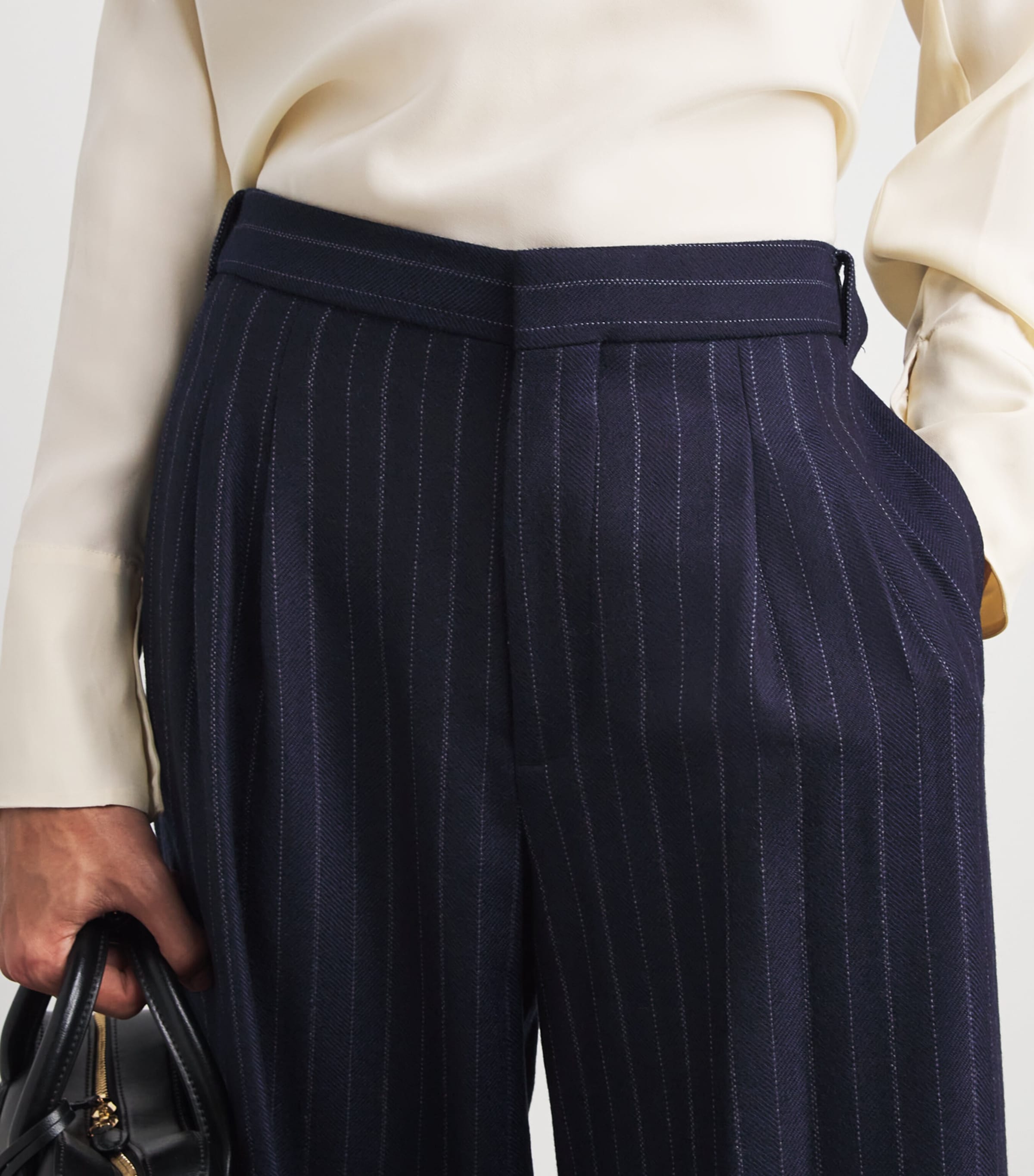 Rag & Bone Womens Wool-Blend Lawrence Trousers Nvymt Image 3