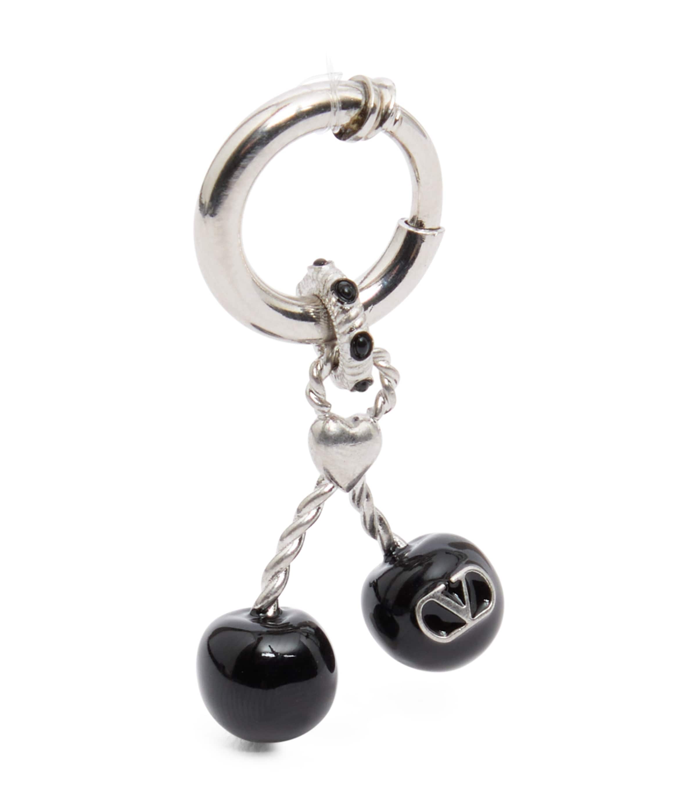 Valentino Garavani Garavani Chez Single Earring In Metal And Enamel In Black
