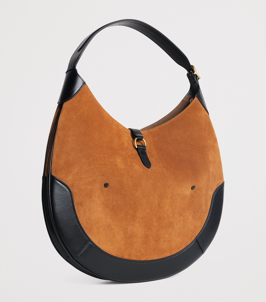Polo Ralph Lauren Large Suede Polo ID Shoulder Bag Toffee/black Image 3
