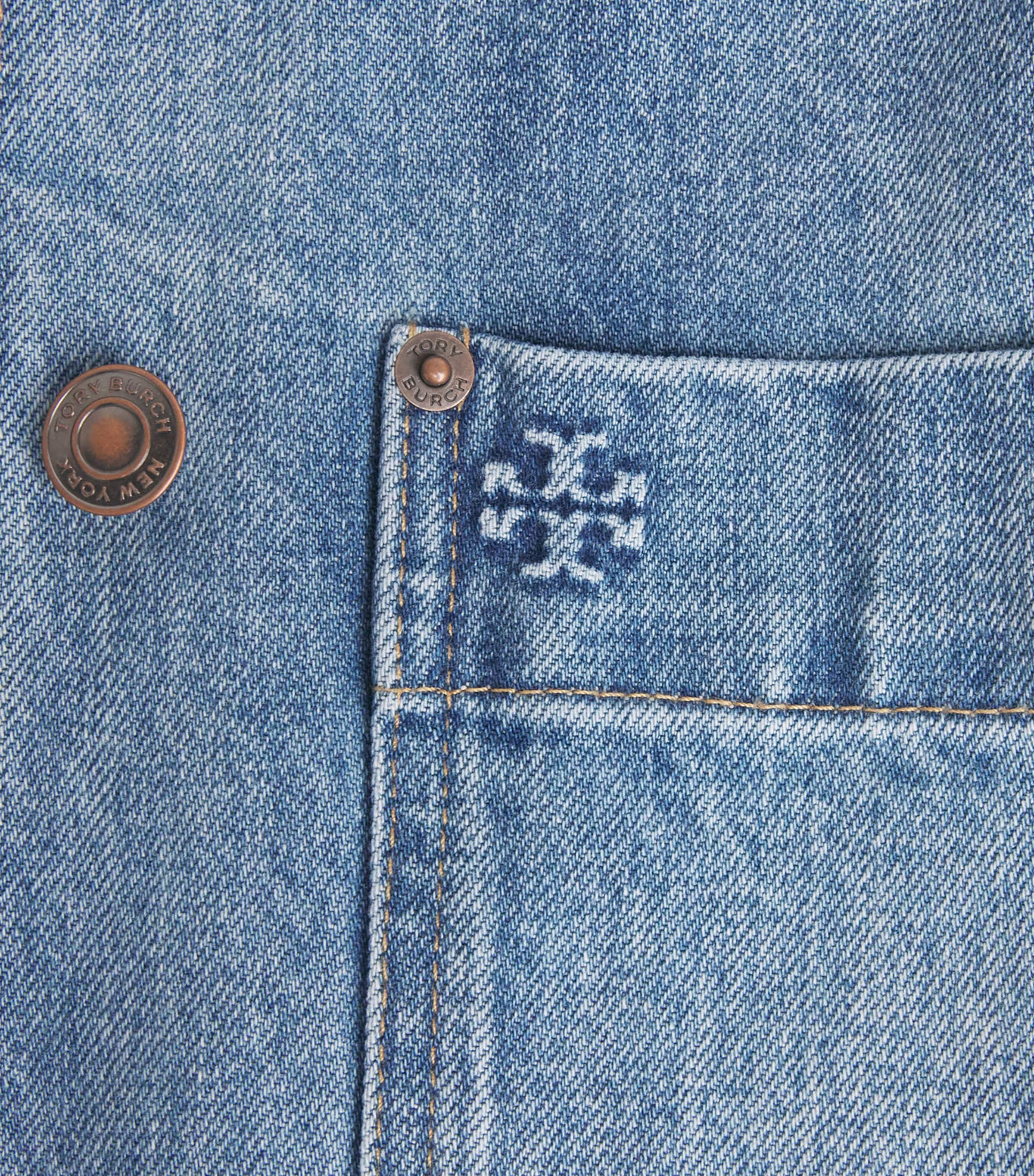 Tory Burch Womens Barn Denim Jacket Lght Vntge Wsh Image 6