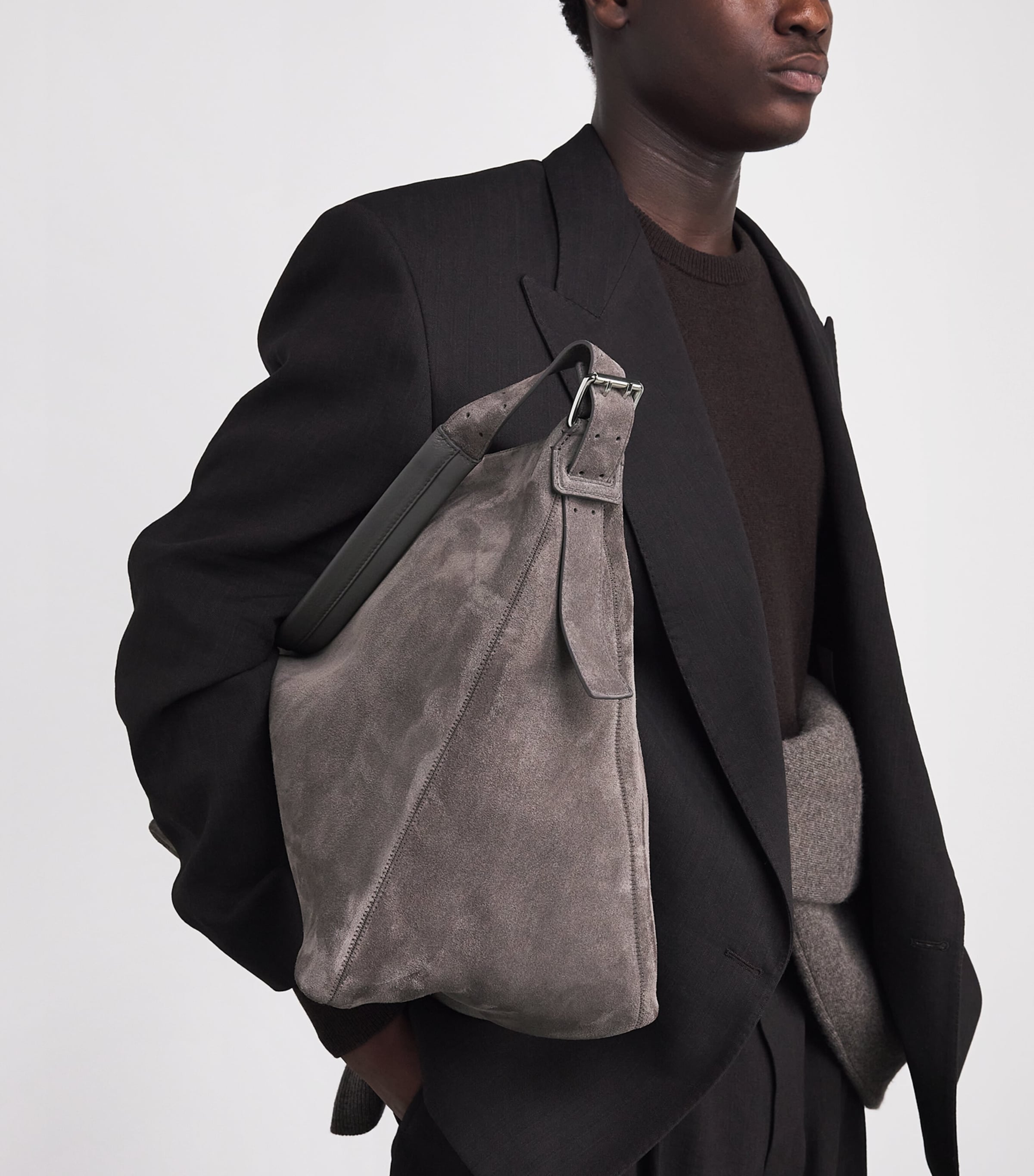 Lemaire Brown XL Suede Belted Shoulder Bag | Harrods US