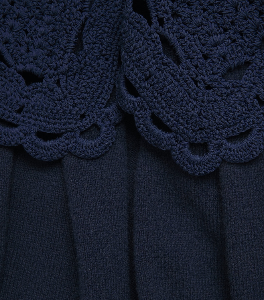 Wool-Blend Collared Cardigan NAVY Image 6