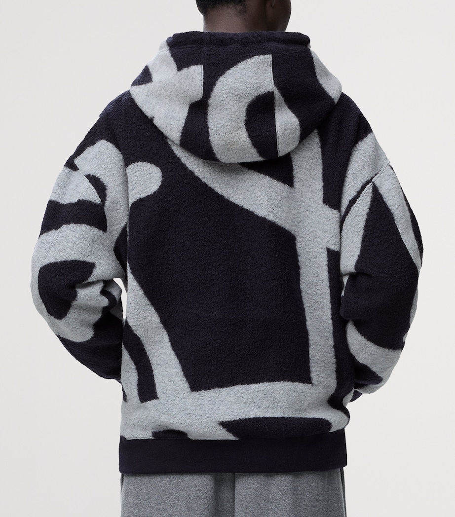 LOEWE Mens Wool-Cotton Anagram Zip-Up Hoodie Navy/grey Image 4