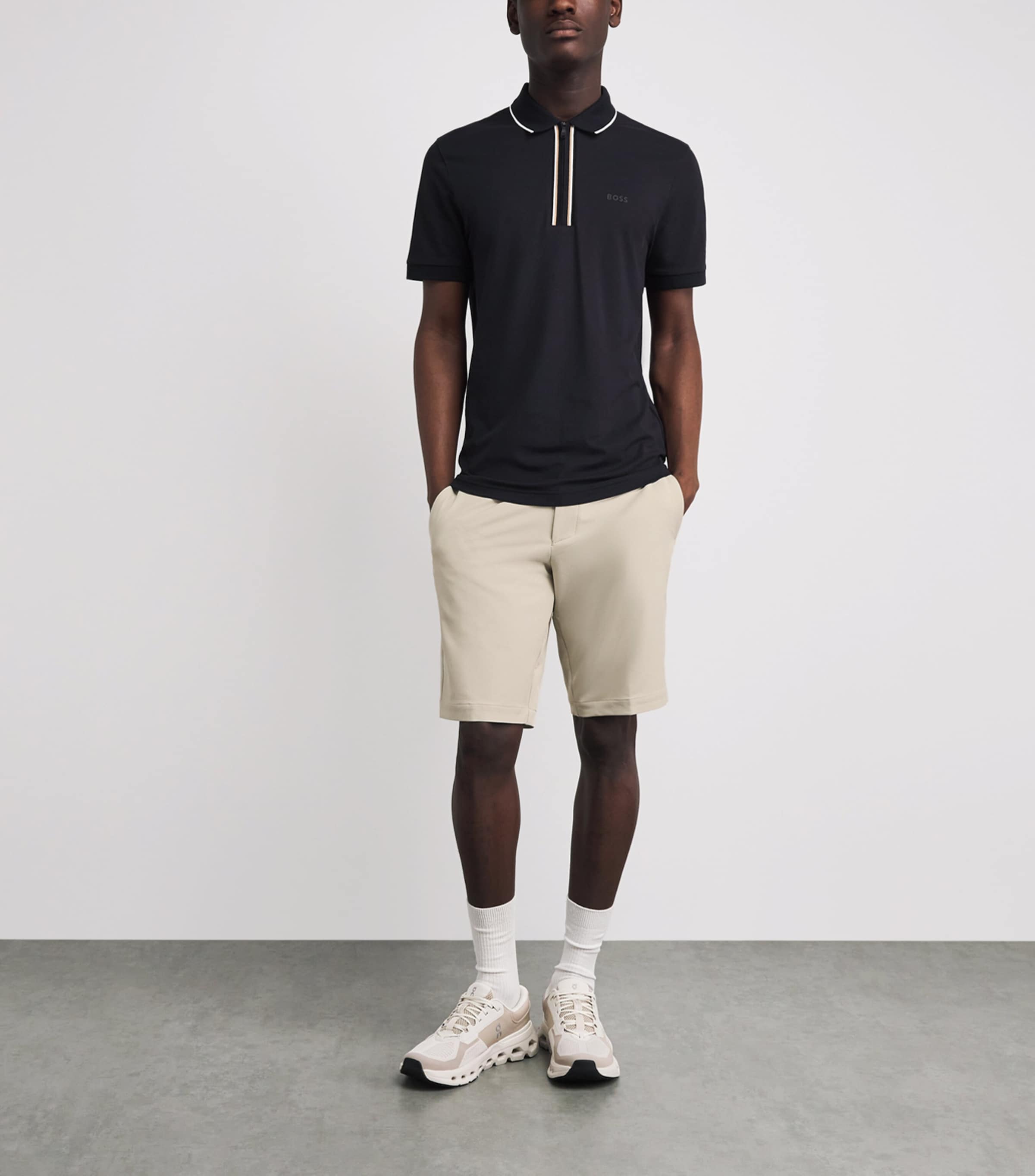 BOSS Mens Slim-Fit Shorts Light Beige Image 2