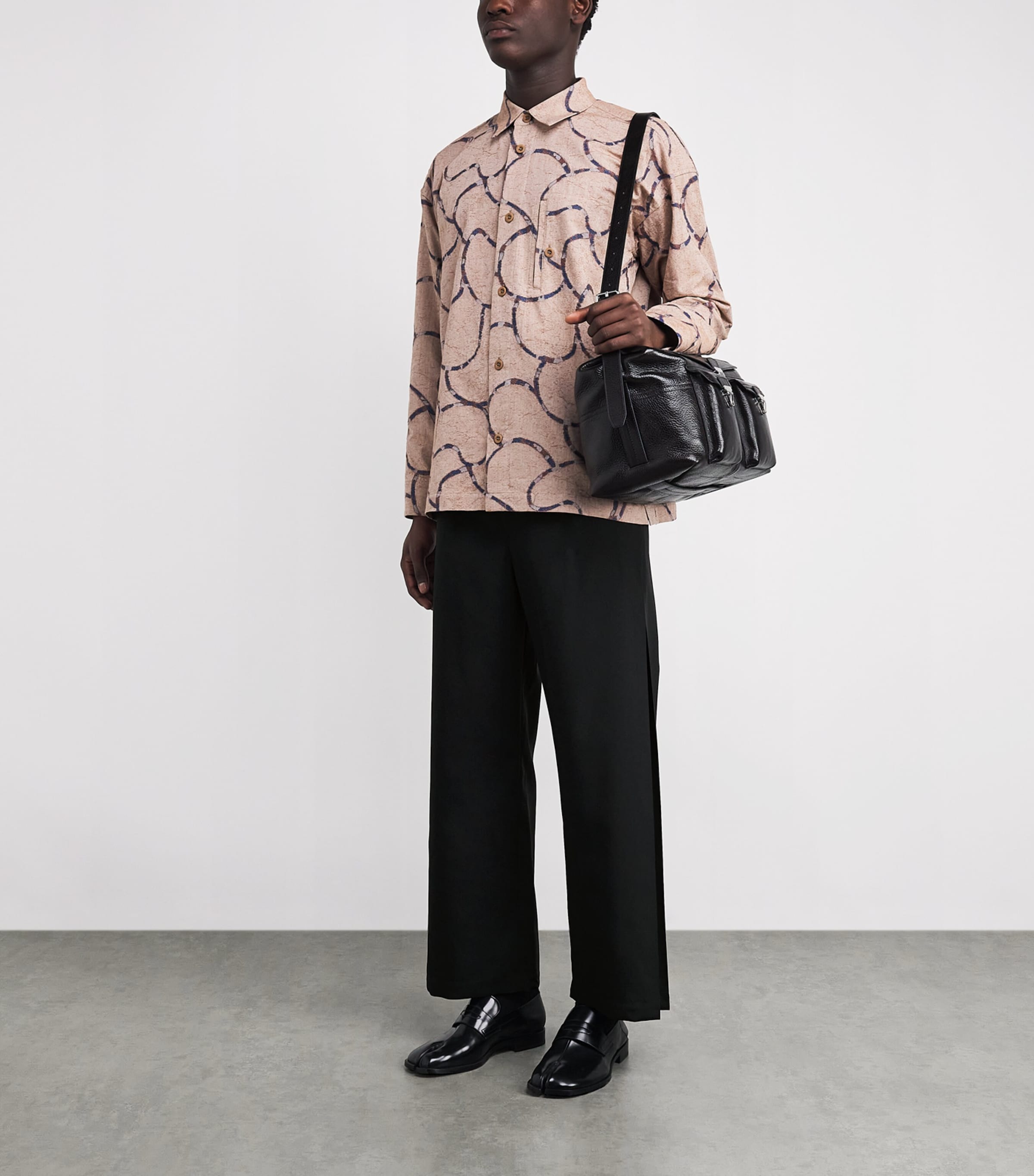 Pleated Wings Straight Trousers 15-BLACK Image 2