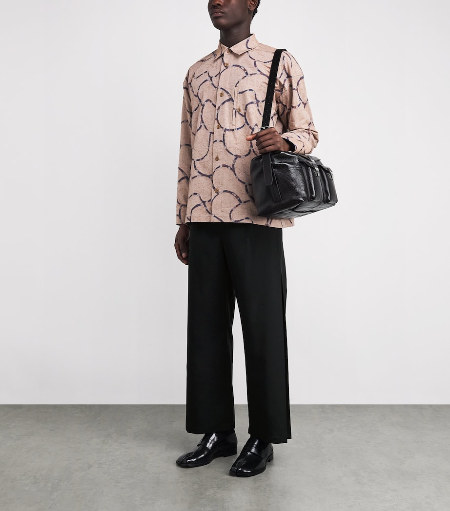 Pleated Wings Straight Trousers 15-BLACK Image 2