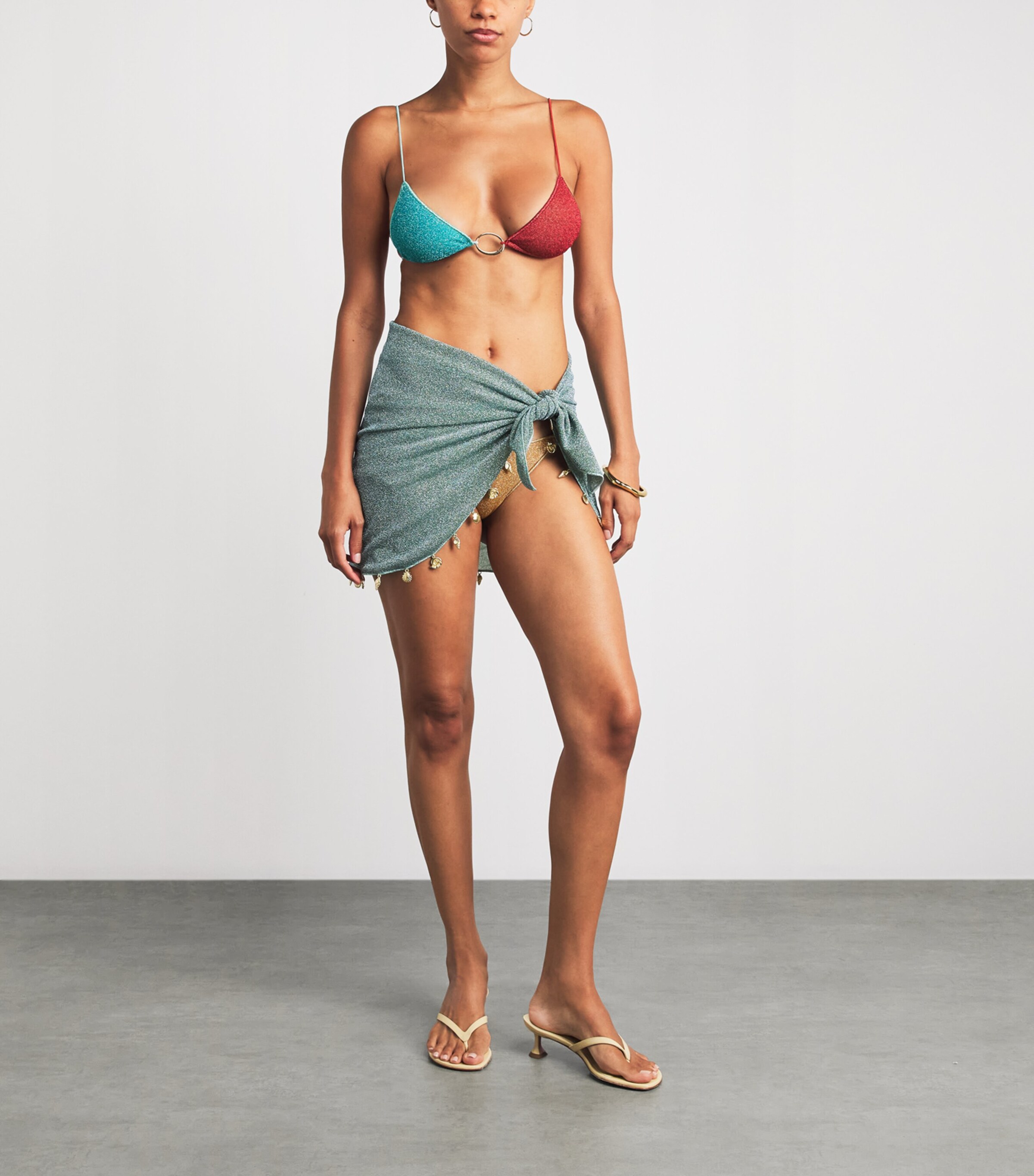 Oséree Womens Metallic Lumiére Bikini Sea Trqse Coral Gold Image 2