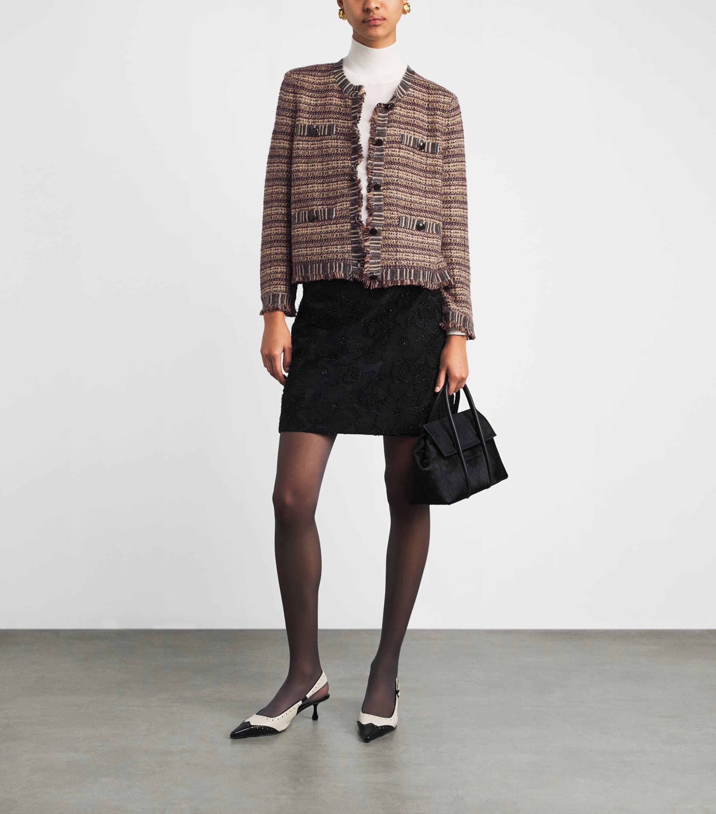 Veronica Beard Womens Wool-Blend Tweed Sariyah Jacket Burgundy Multi Image 2