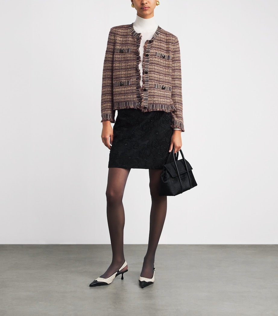 Veronica Beard Womens Wool-Blend Tweed Sariyah Jacket Burgundy Multi Image 2