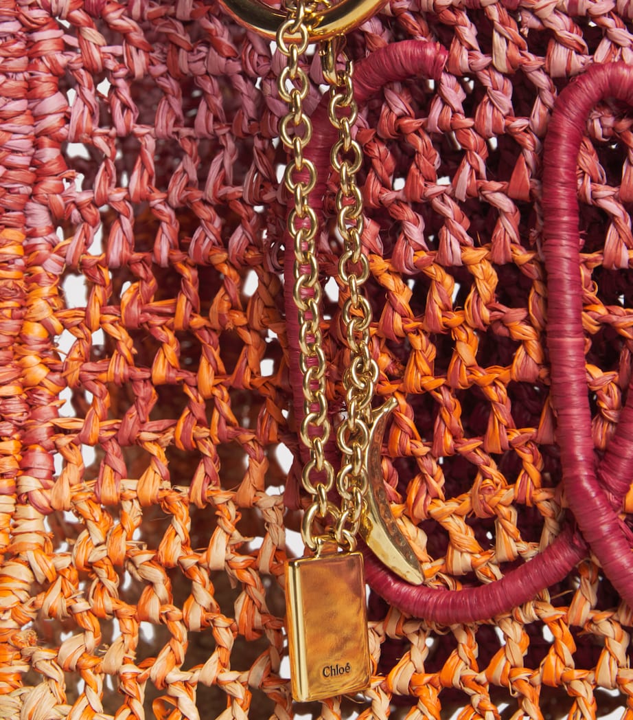 Chloé Raffia Summer Banana East-West Tote Bag Multicolor Orange Image 4