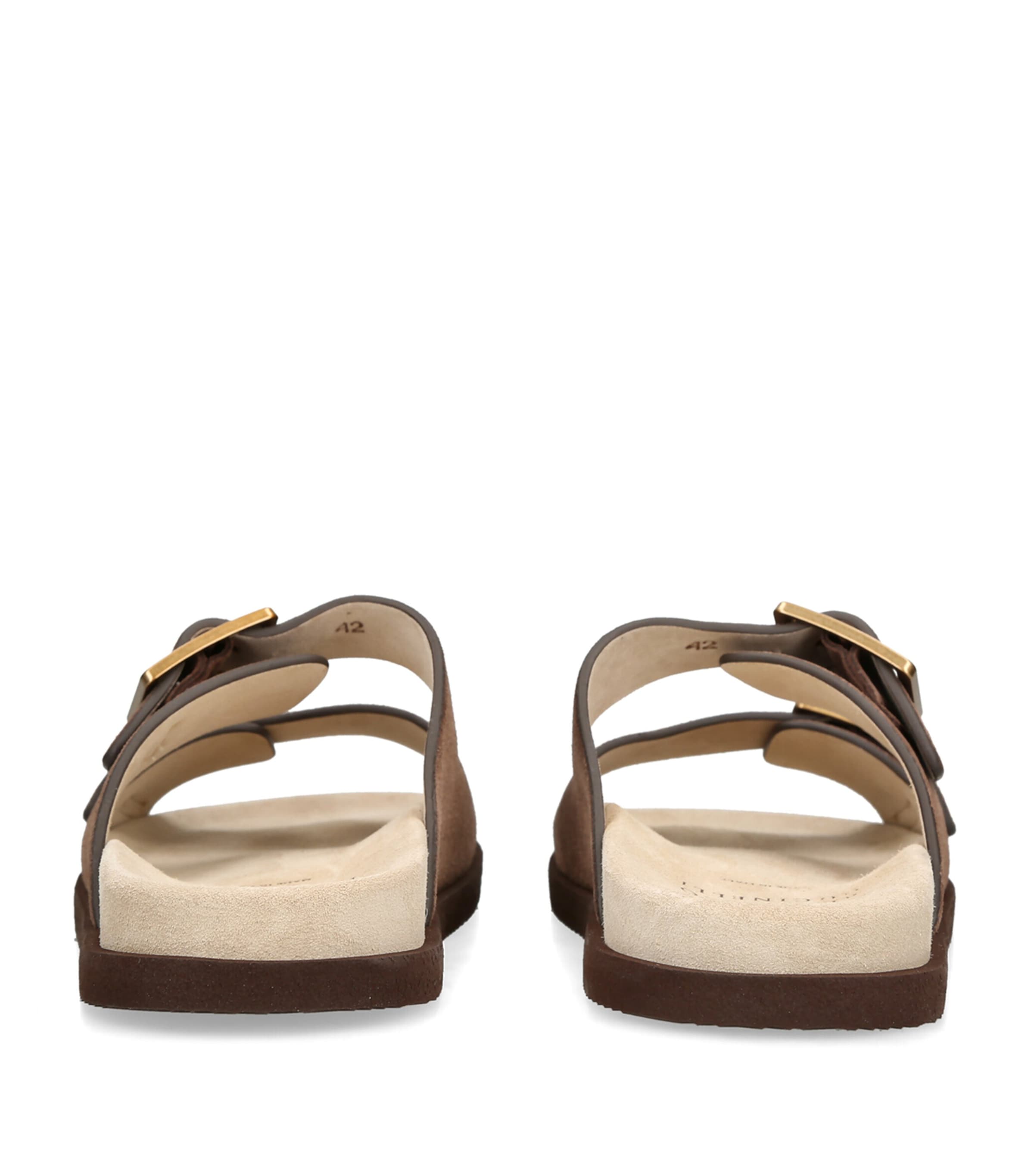 Brunello Cucinelli Suede Buckle-Detail Sandals Dark Brown Image 2