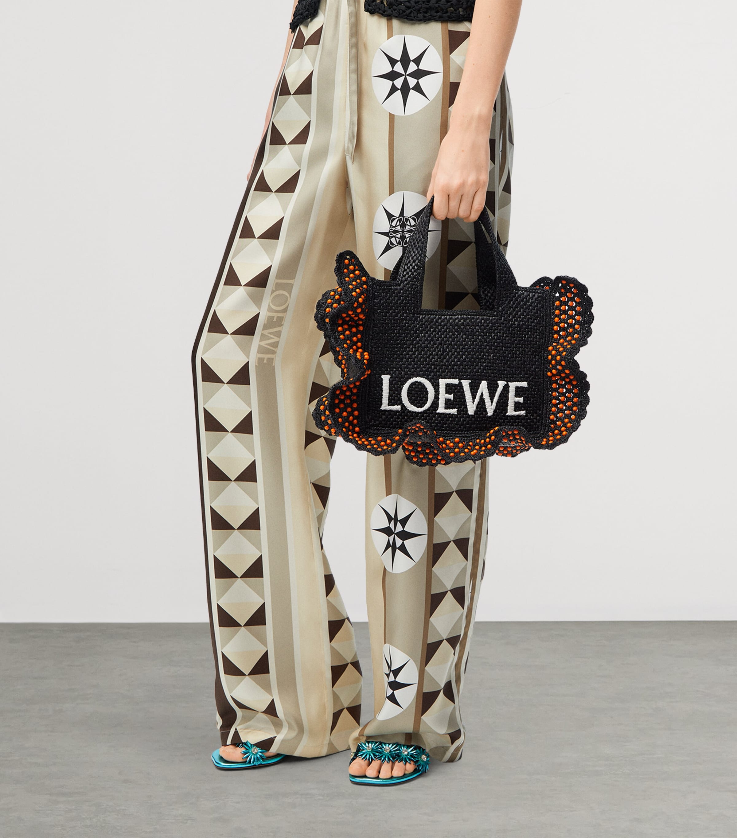 LOEWE x Paula's Ibiza Raffia Font Tote Bag | Harrods US