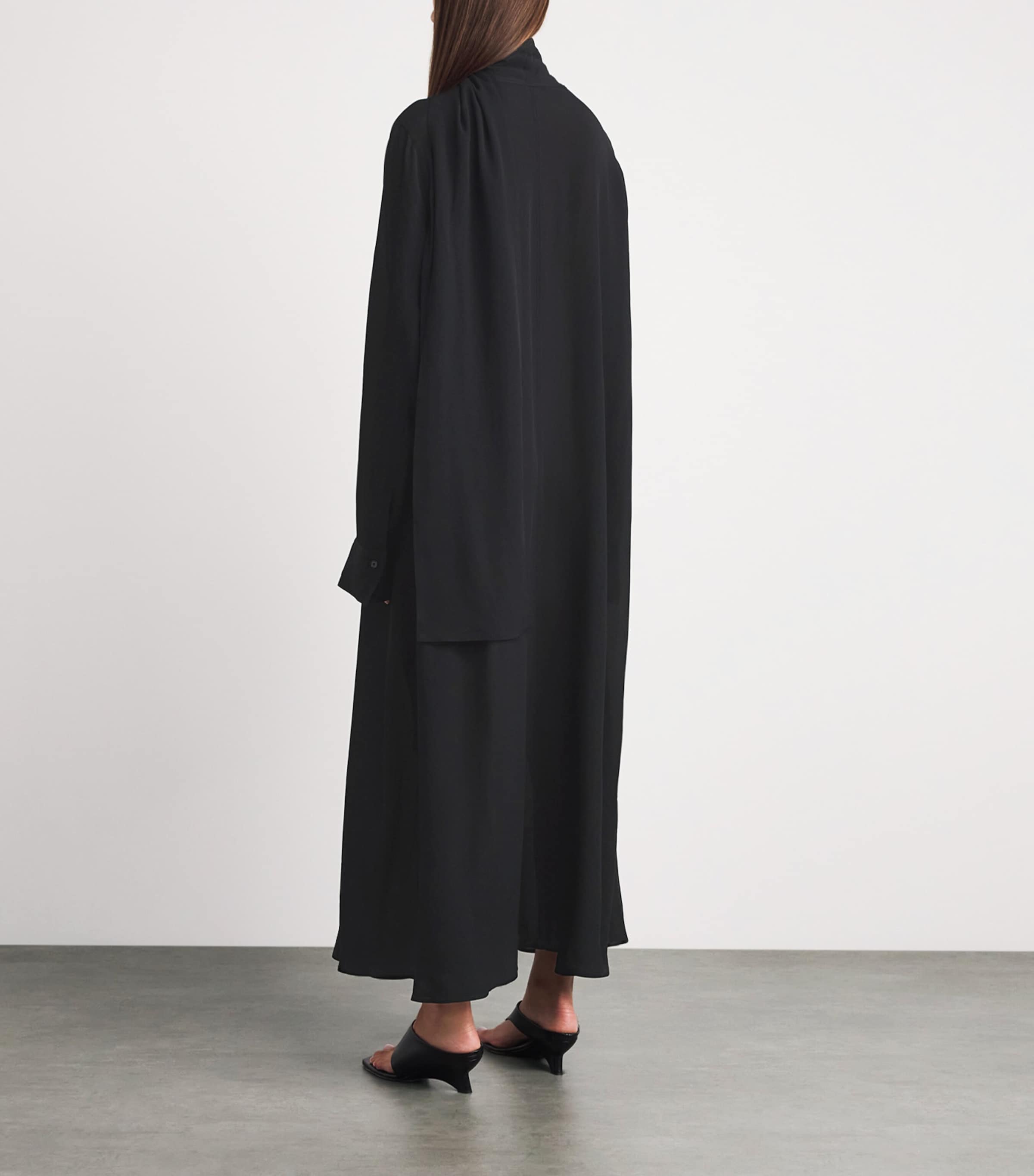 Toteme Womens Scoop-Neck Scarf Maxi Dress Black Image 4