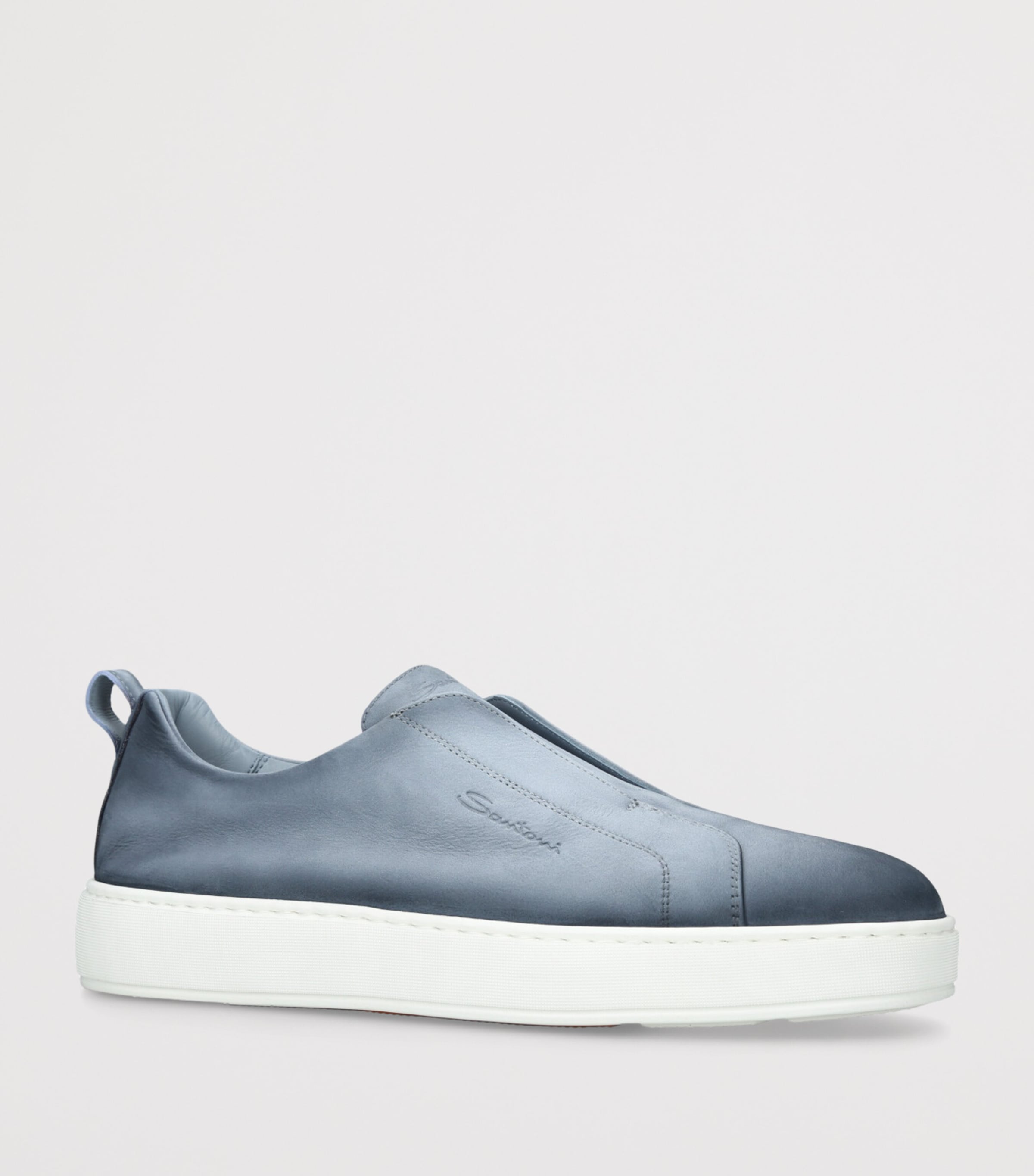 Santoni Nubuck Leather Clean Icon Sneakers Blue Image 3
