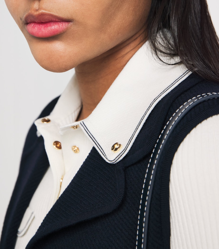 Maje Womens Rib-Knit Polo Shirt Ecru Image 3