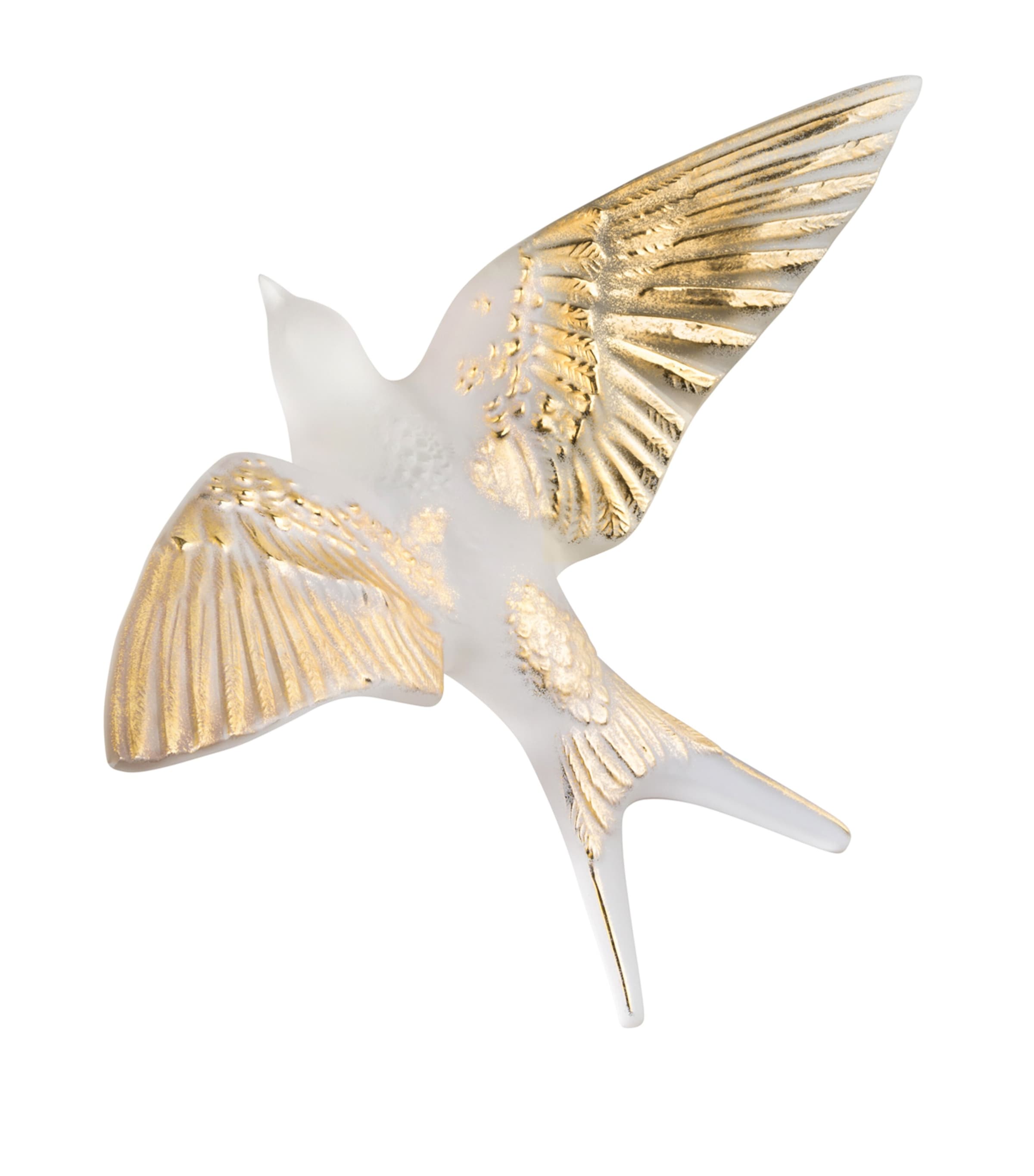 Lalique Crystal Hirondelles Wall Ornament In Gold