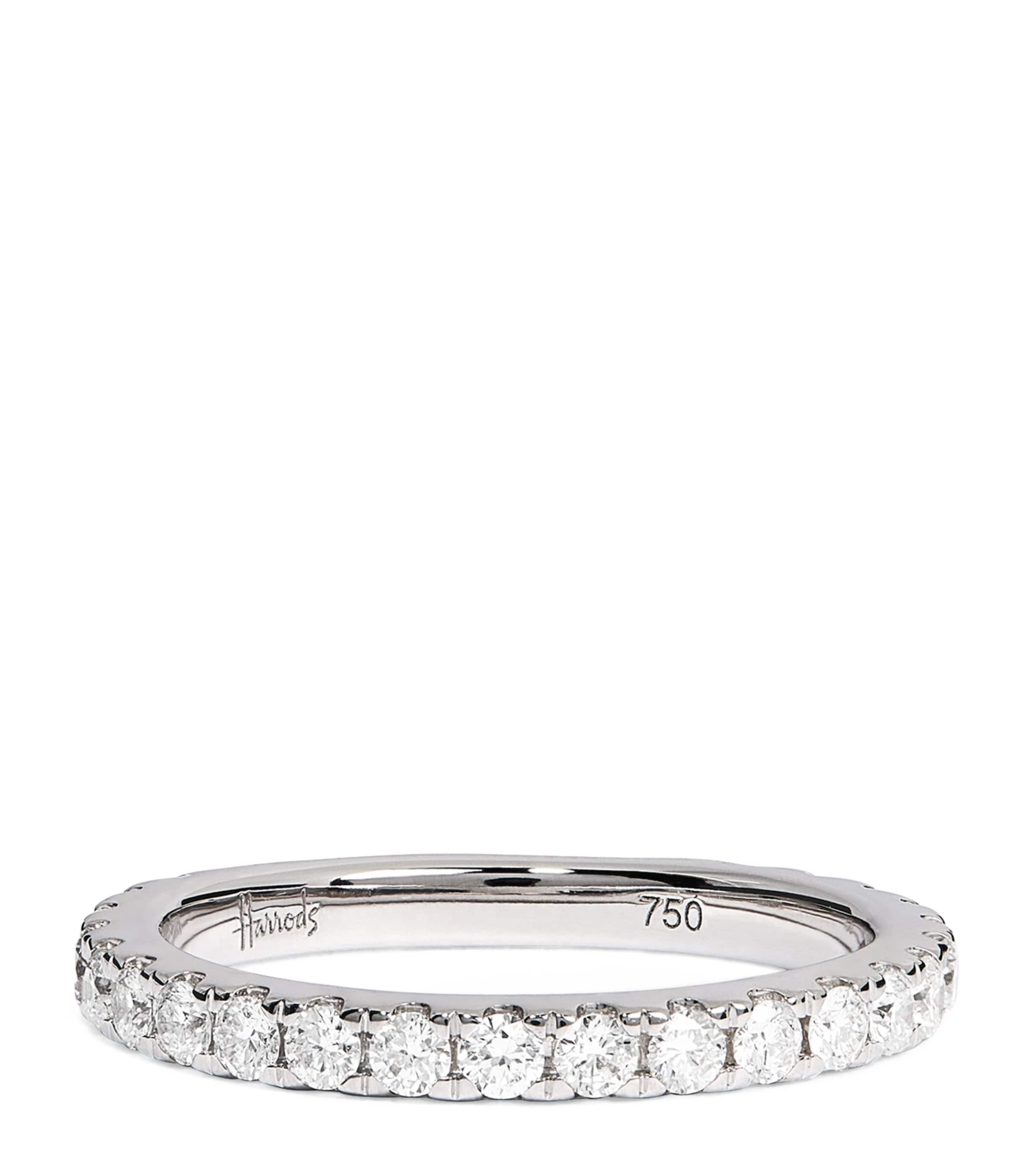 Harrods White Gold And Diamond Eternity Ring In Silver