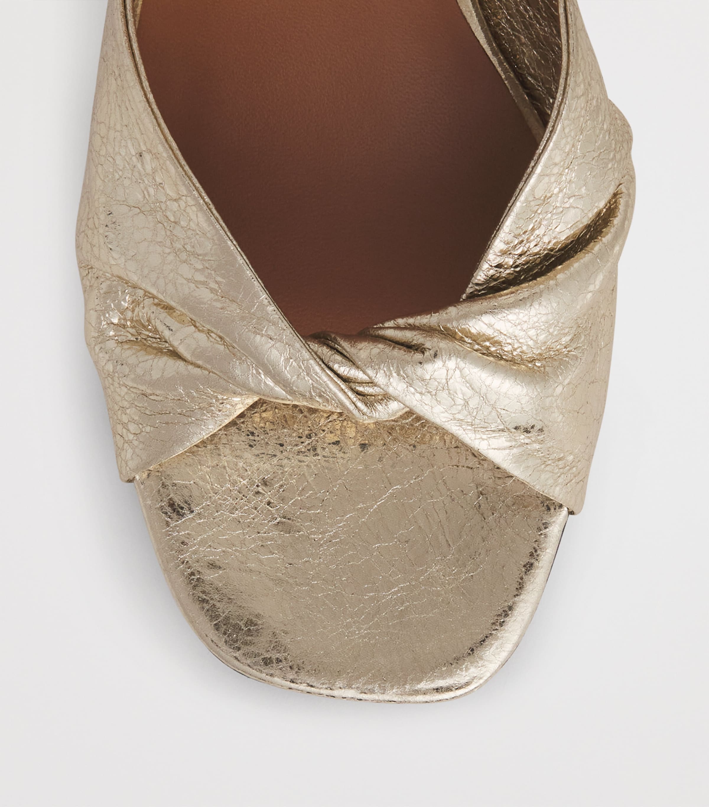 Maje Metallic Leather Twisted Sandals 85 Gold Image 4