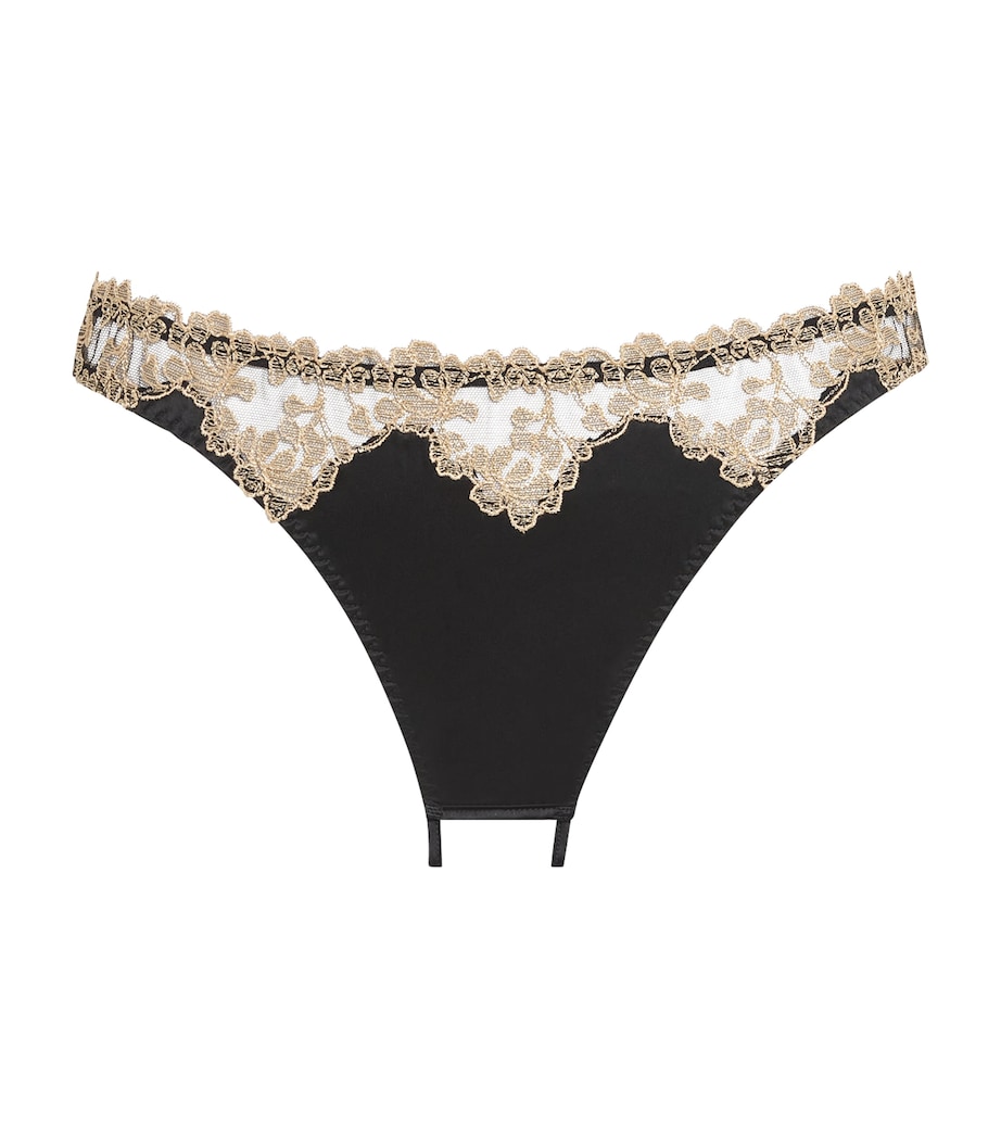 Silk-Blend Reina Open Thong BLACK & GOLD Image 1