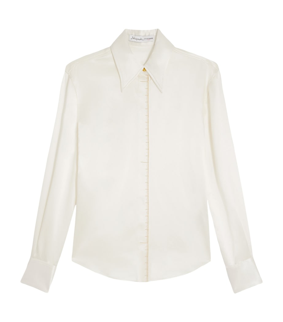 Schiaparelli Womens Silk Measuring Tape Shirt Ecru Image 1
