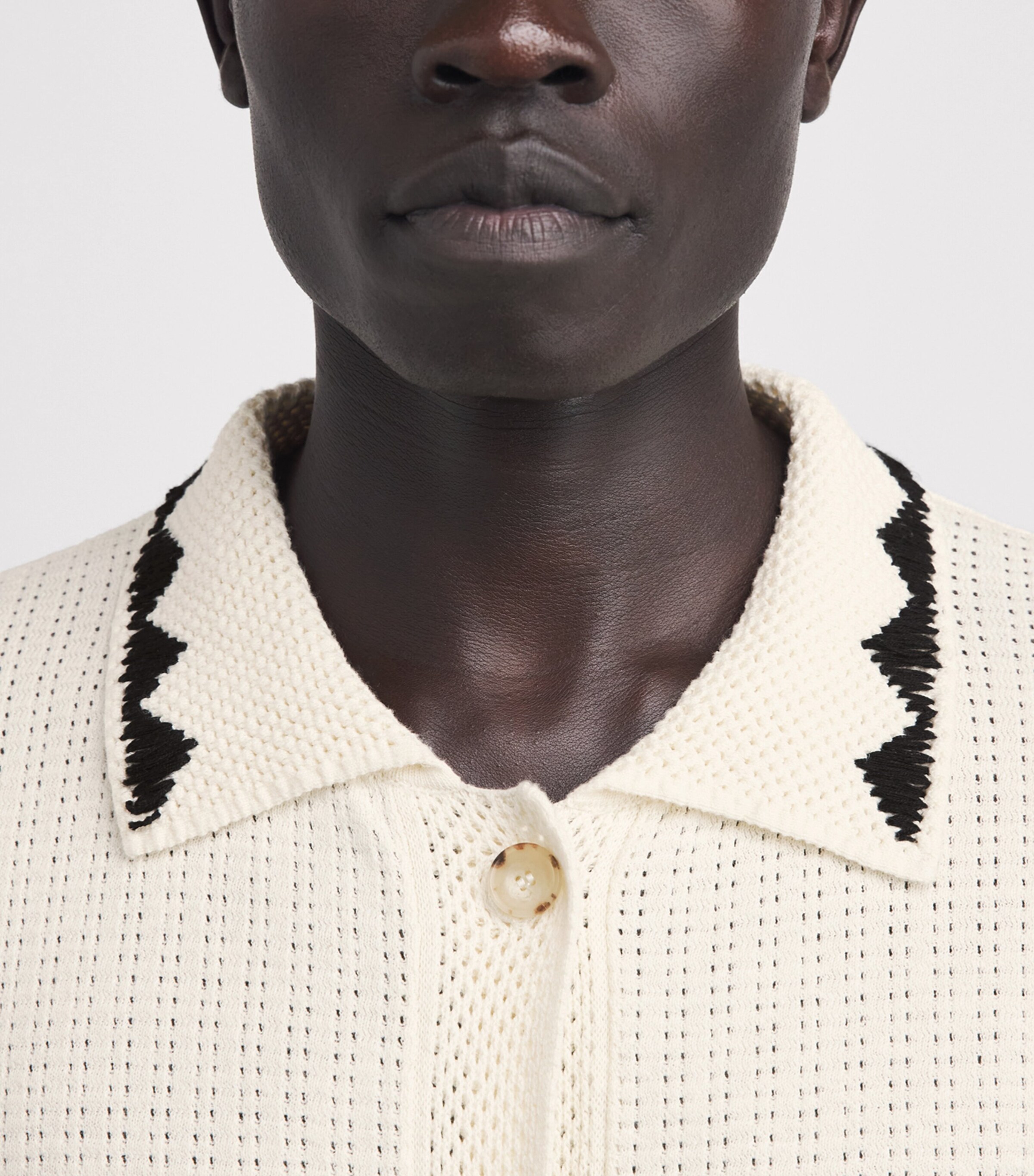 COMMAS Mens Cotton-Hemp Crochet Embroidered Shirt White Image 3