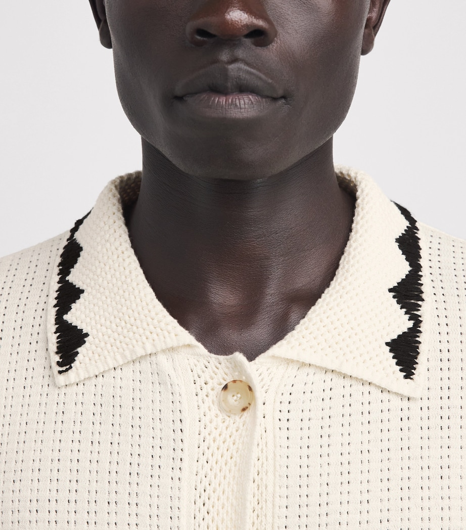 COMMAS Mens Cotton-Hemp Crochet Embroidered Shirt White Image 3