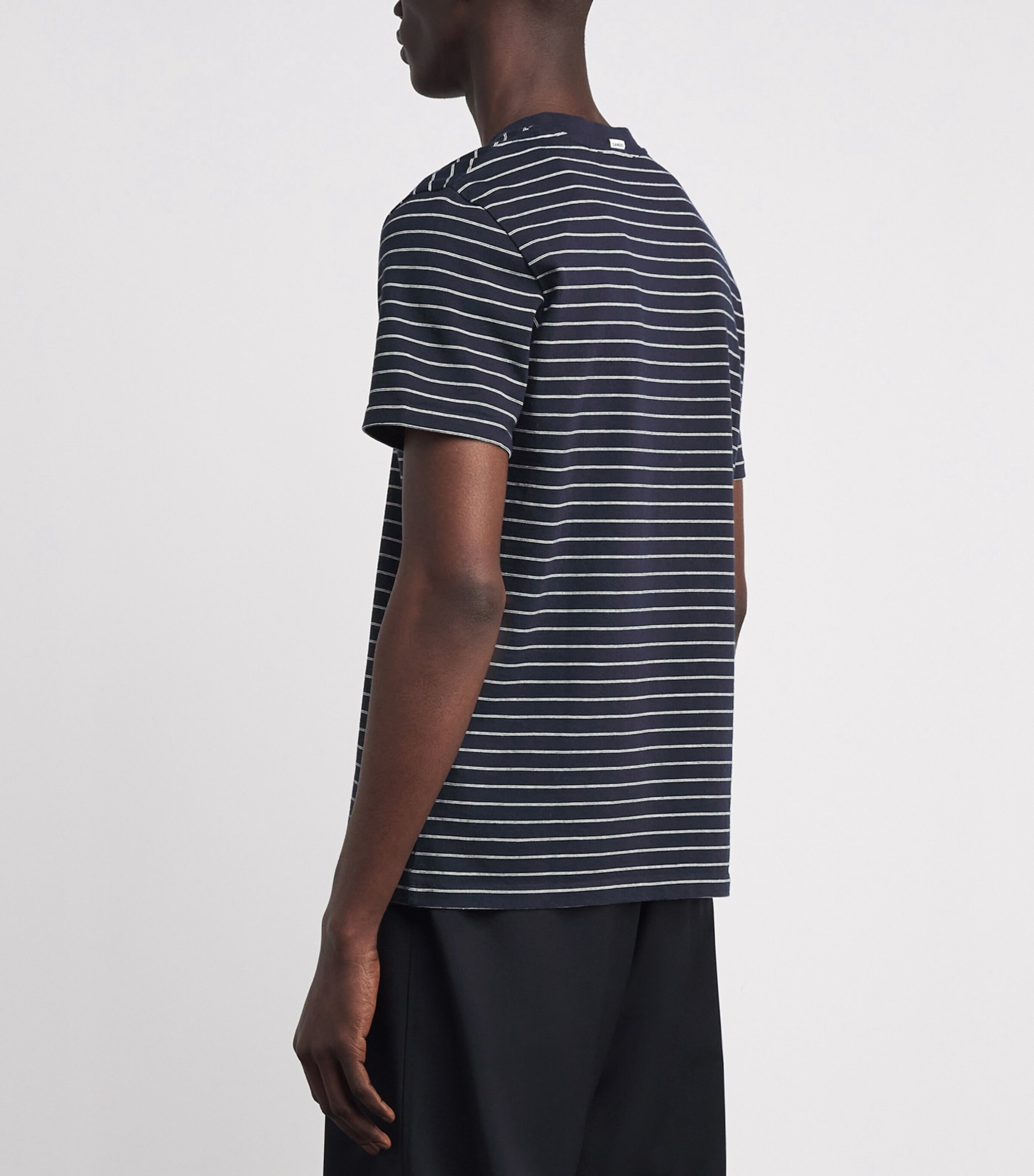 Sandro Paris Mens Cotton Sailor T-Shirt Marine / Blanc Image 5