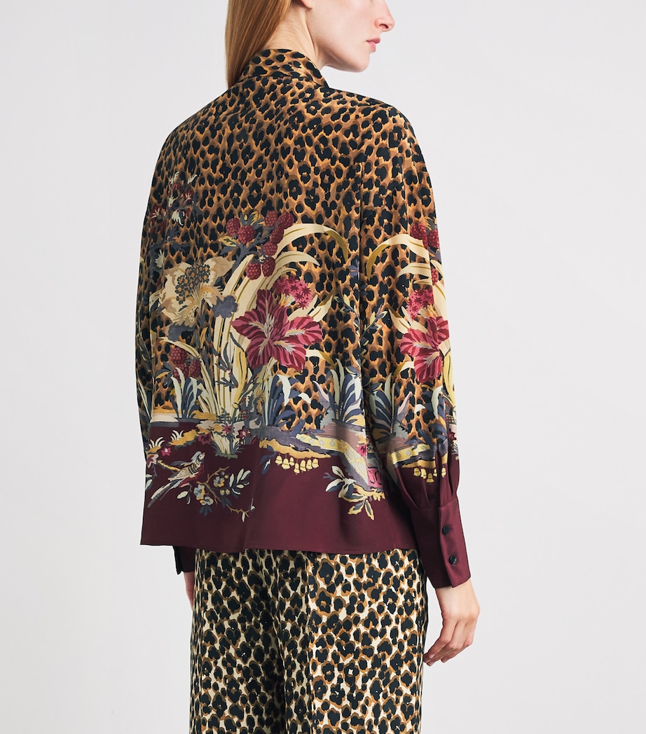 Etro Womens Silk Animal Paisley-Detail Shirt Burgundy Image 5