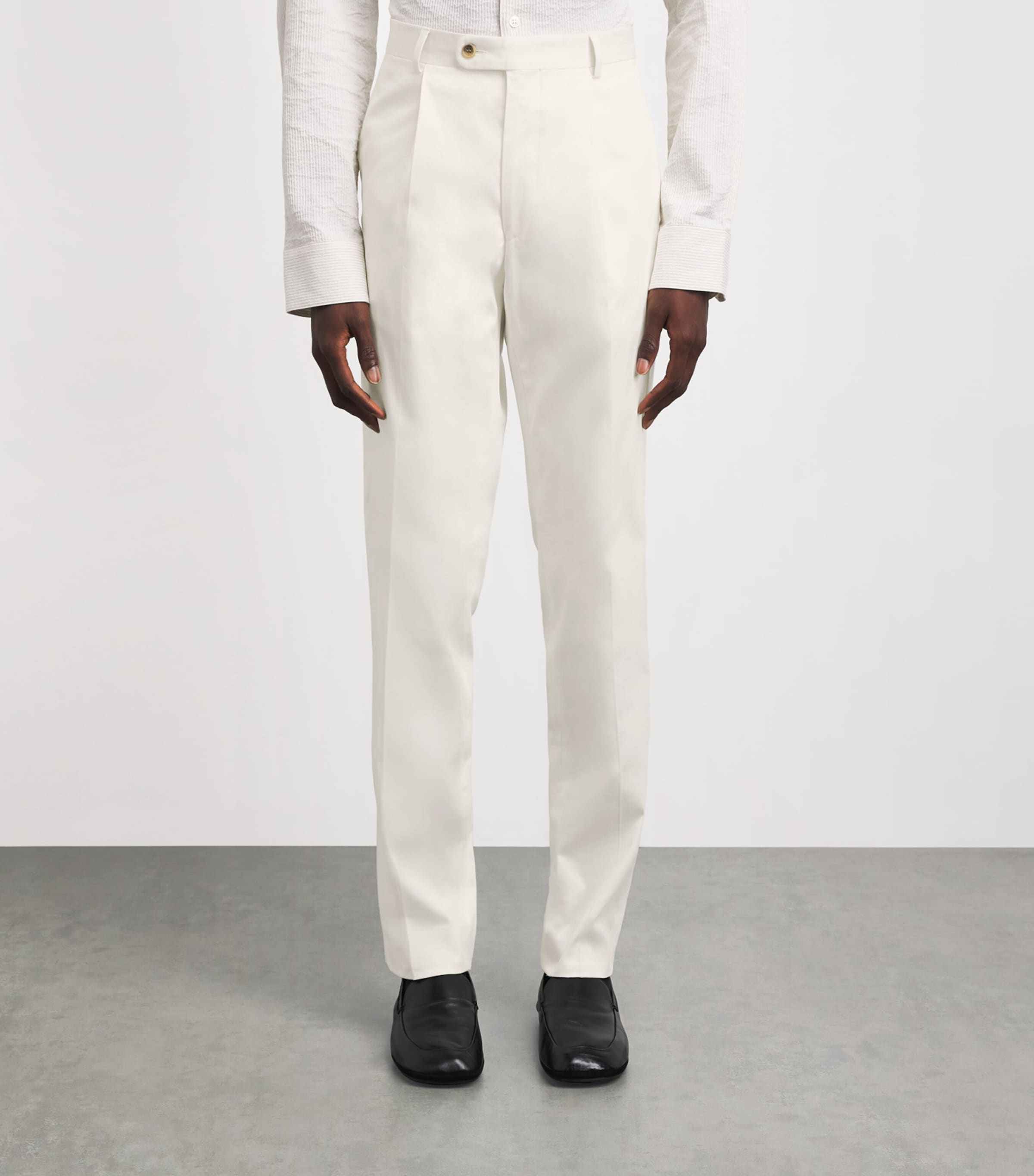 N.Peal Mens Stretch-Cotton Atrani Trousers White Image 4