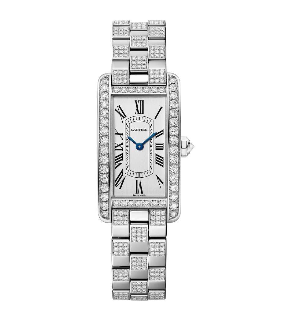Small White Gold and Diamond Tank Américaine Watch 19.4mm WHITE GOLD Image 1