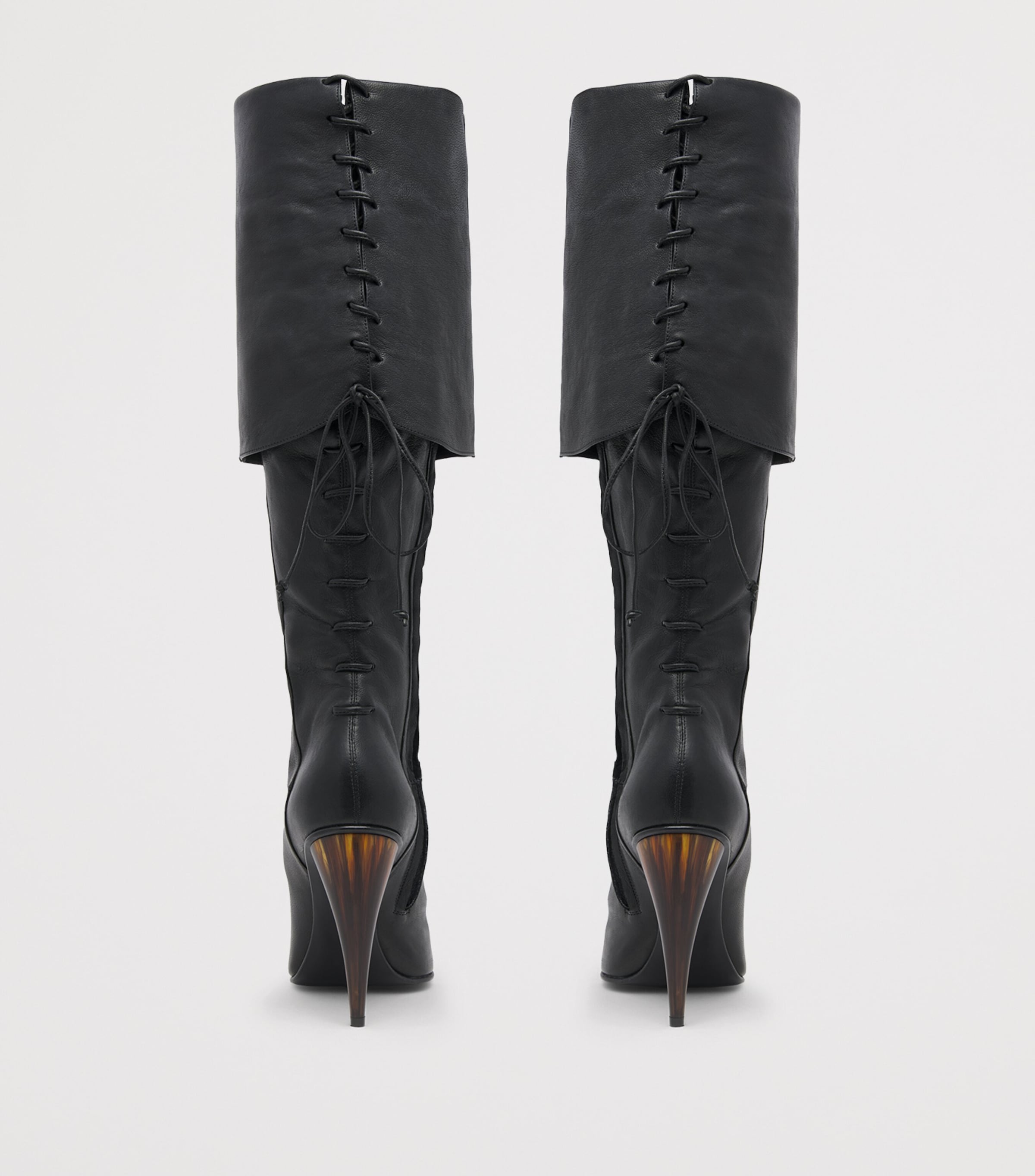 McQueen Leather Horn Knee-High Boots Image 5