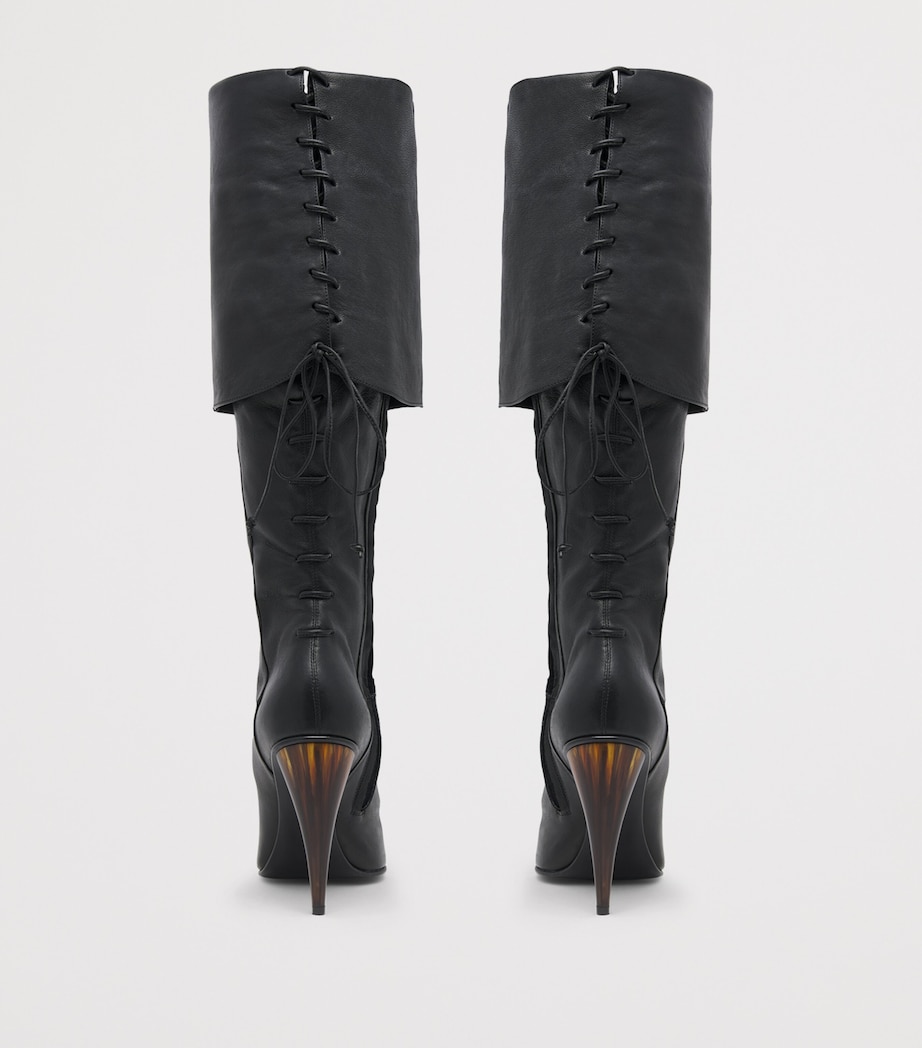 McQueen Leather Horn Knee-High Boots Image 5