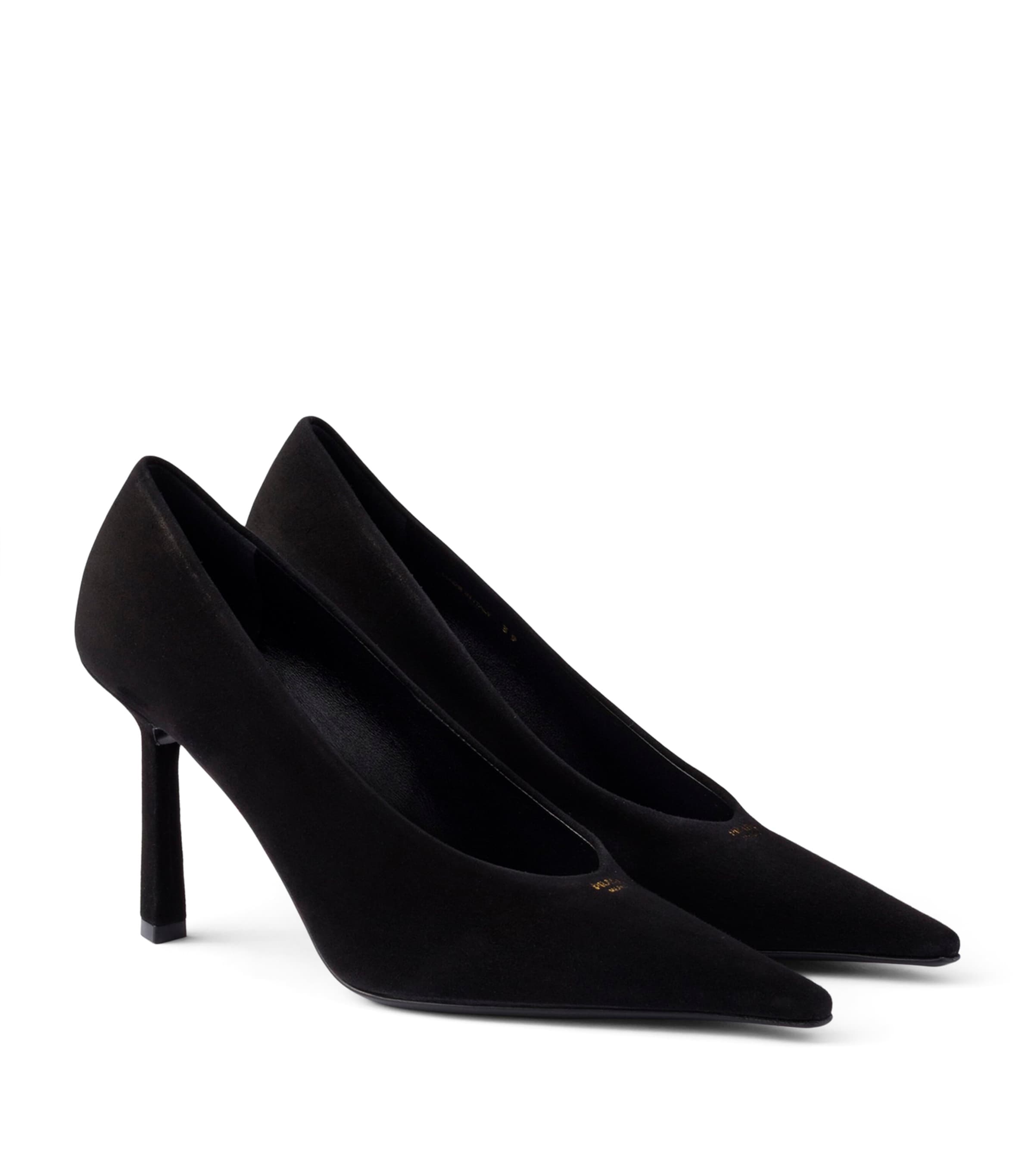 Prada Suede Logo Pumps 90 Black Image 1